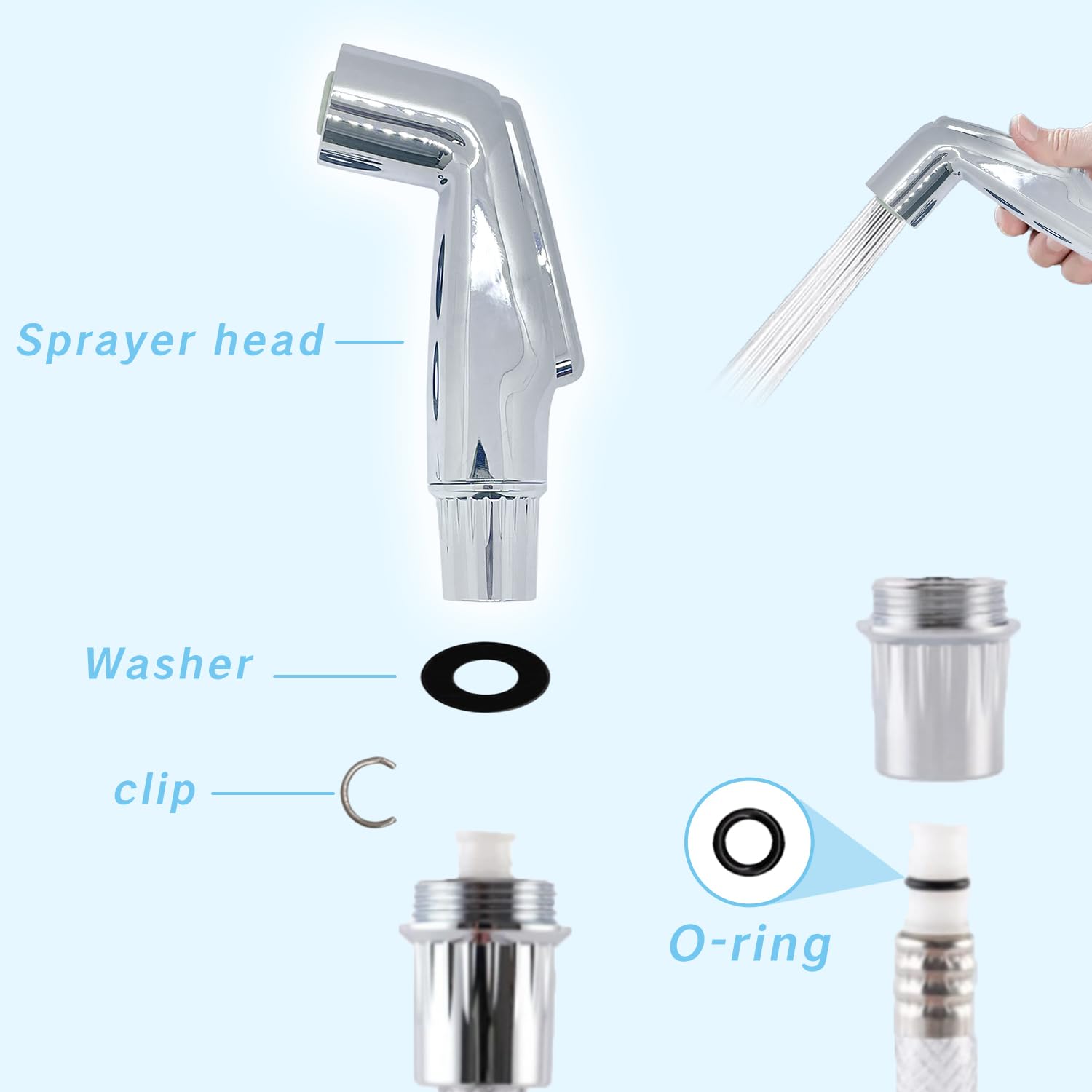 1 Pack Universal Kitchen Sink Sprayer Replacement Head - Chrome Pull Out Faucet Spray Attachment with Easy Installation for Most Sinks | Perfect for Dishwashing, Vegetable Rinsing & Countertop Cleaning