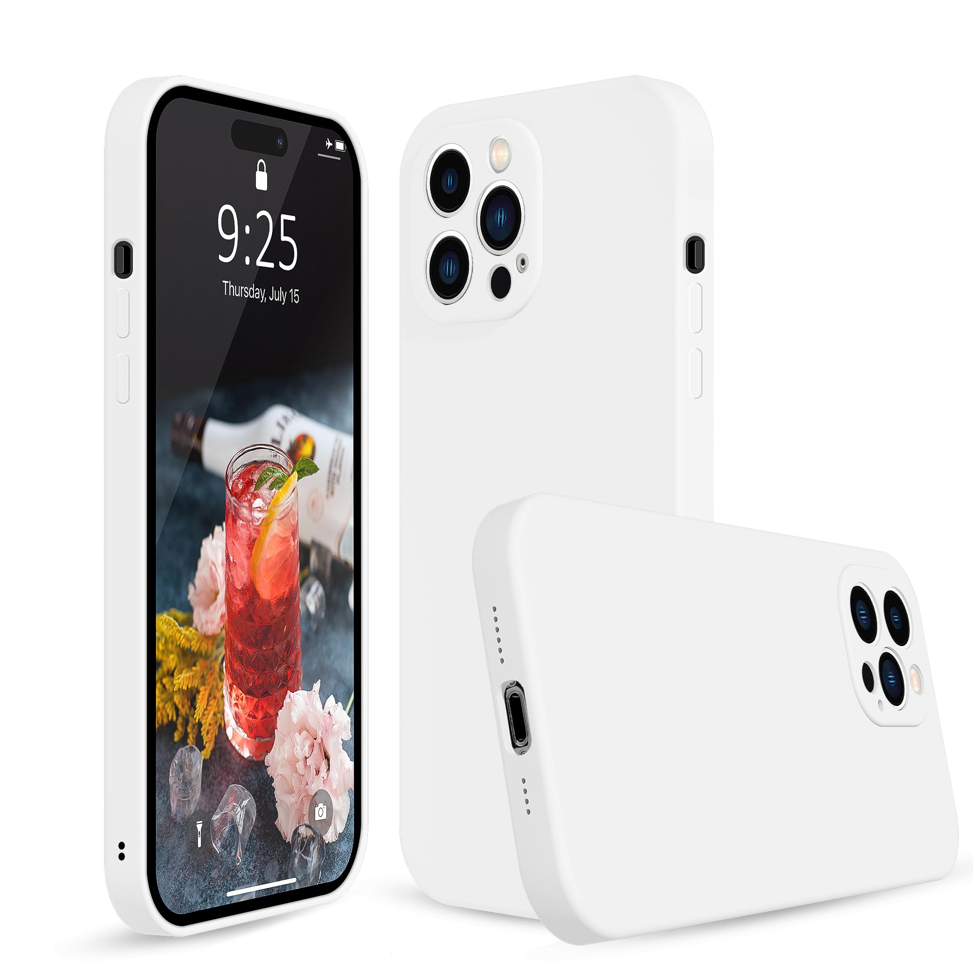 Premium Soft Liquid Silicone Case for iPhone 15 Pro Max (6.7 inch) - Shockproof Full Body Protective Phone Cover with Anti-Slip Grip - Perfect for Daily Use, Travel & Outdoor Activities - White