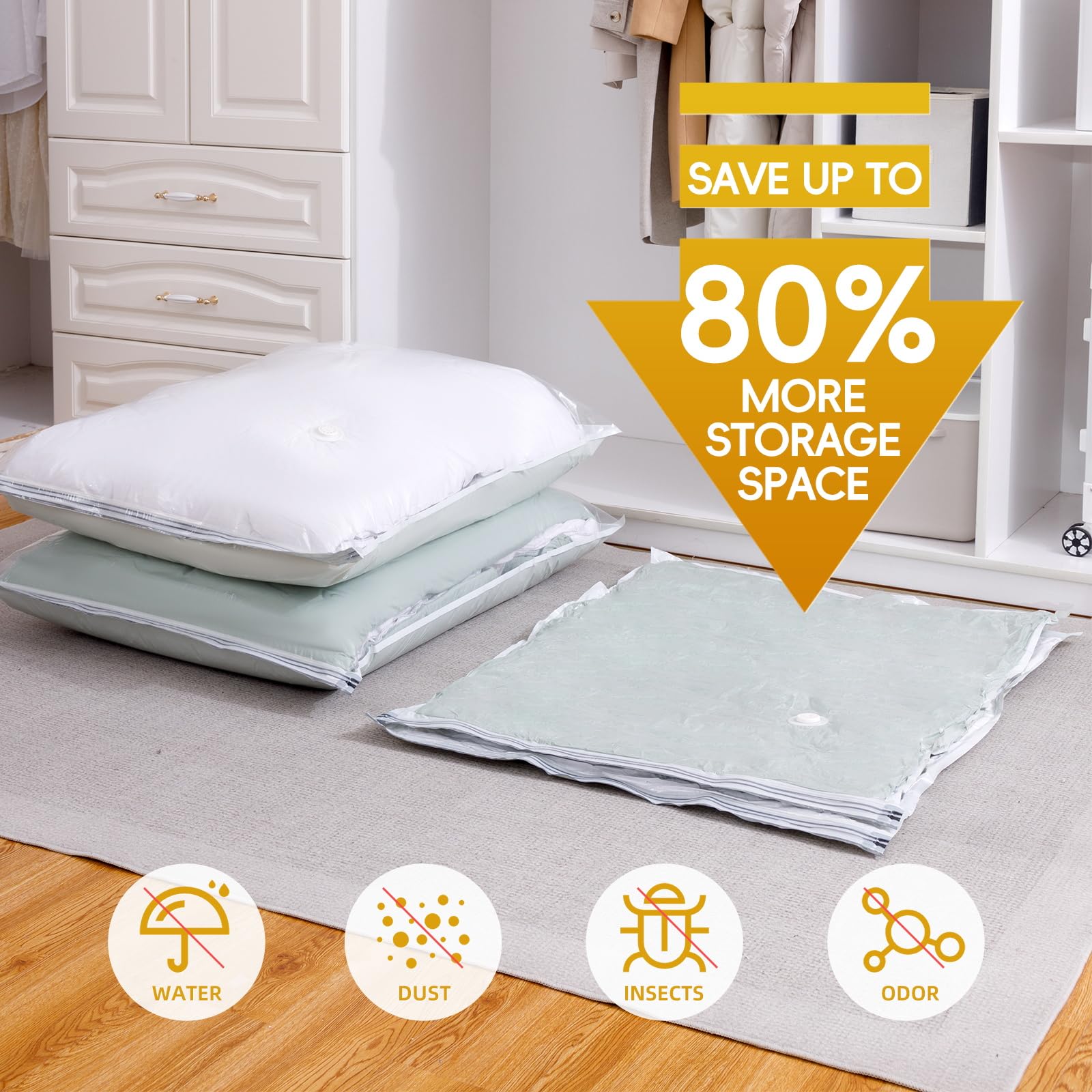 15-Pack Vacuum Storage Bags with Electric Air Pump (5 Jumbo, 5 Large, 5 Medium) - Space Saving Compression Bags for Clothes, Blankets, Duvets, Pillows & Comforters | Perfect for Travel, Seasonal Storage & Home Organization