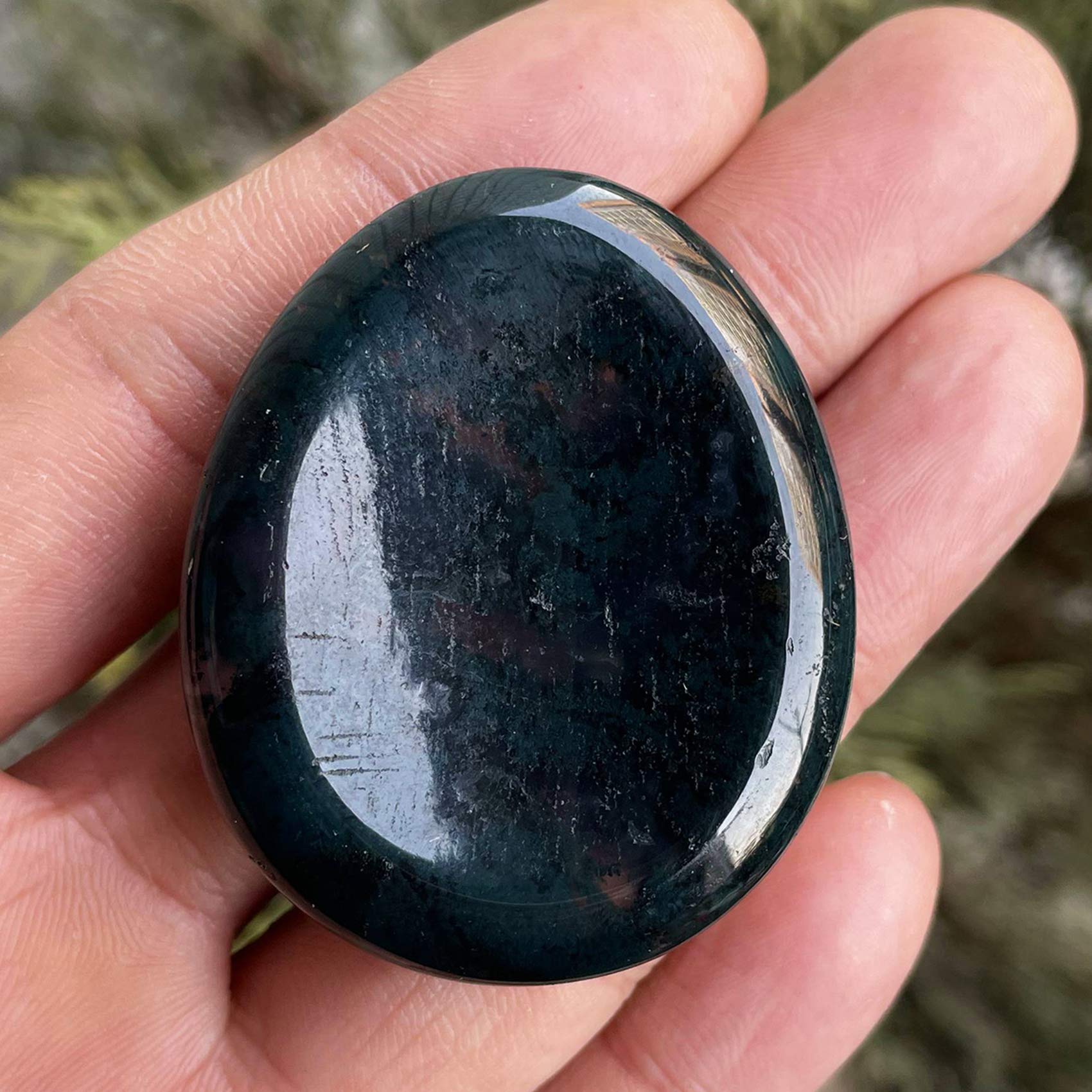 Moss Agate Worry Stone - Teardrop Healing Crystal for Anxiety Relief, Chakra Balancing & Positive Energy Meditation | Pocket-Sized Stress Relief Tool for Office, Travel & Home Relaxation
