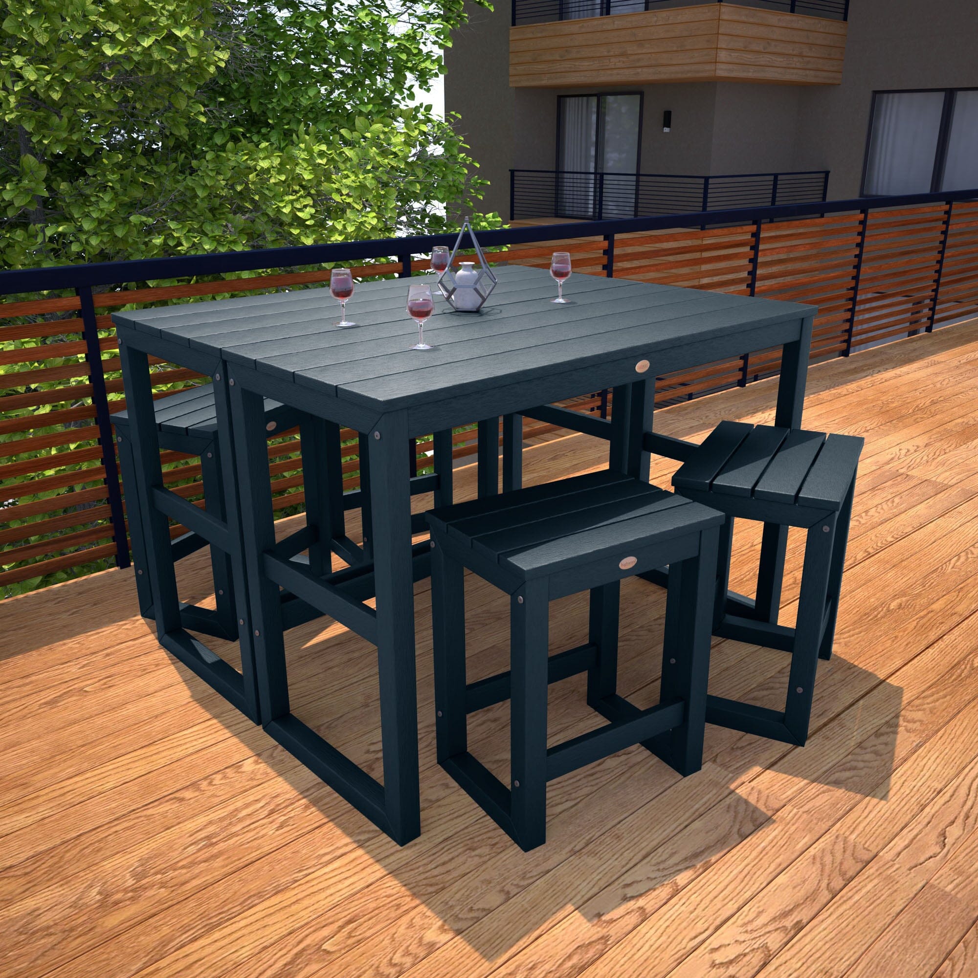 Monroe Modern Counter Height Balcony Dining Set - 6 Piece Outdoor Patio Furniture for Small Spaces, Bistro Style Breakfast Nook or Apartment Balcony - Weather-Resistant Metal Frame with Cushions