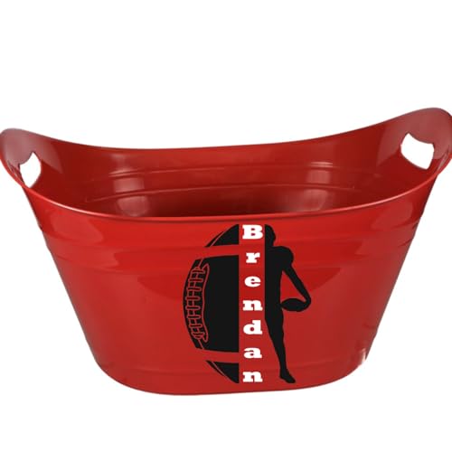 Custom Football Easter Basket for Boys - Personalized Kids' Easter Bucket Gift - Red Sports-Themed Easter Basket for Toddlers & Children - Perfect for Easter Egg Hunts, Birthday Gifts & Sports Party Favors
