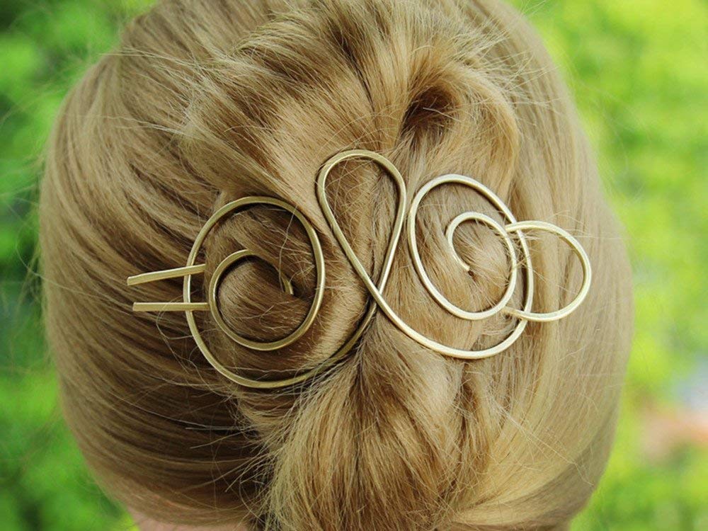 Silver Hair Barrette & Shawl Pin - Elegant Metal Hair Clips for Thick Hair, Hair Bun Holder, Women's Hair Jewelry Gift for Weddings, Parties & Everyday Wear