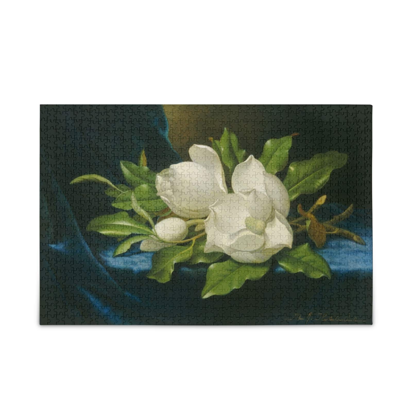 500-Piece Jigsaw Puzzle for Adults & Kids - Magnolias on Blue Velvet Cloth, DIY Handmade Educational Puzzle Game, Personalized Gift for Stress Relief & Home Decor | Perfect for Family Bonding, Classroom Activities & Relaxing Evenings