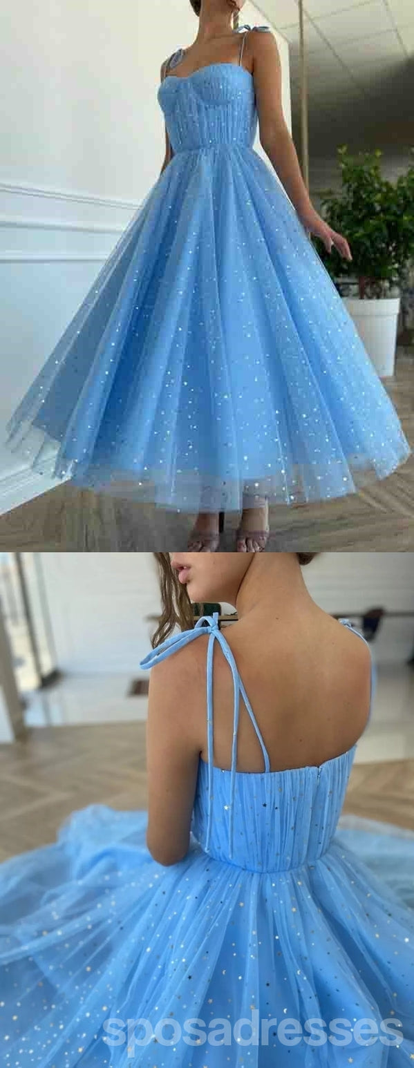 **Elegant Blue Spaghetti Strap Short Homecoming Dress - Affordable Short Prom Dresses for Teens - CM919 - Perfect for Parties, Dances & Special Occasions**