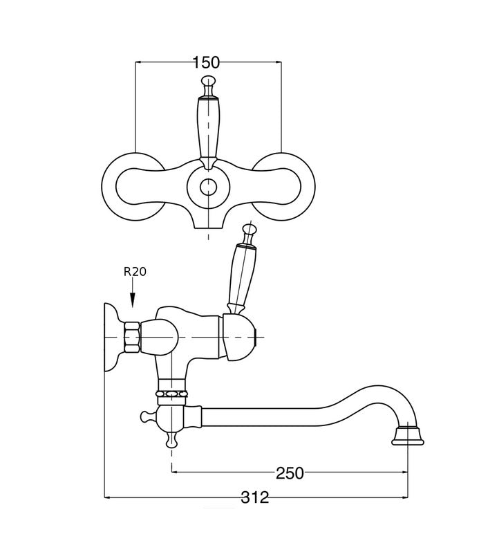 Oxford Wall Mounted Kitchen Faucet - High-Quality Stainless Steel Mixer Tap for Modern Homes | Perfect for Cooking, Washing Dishes & Home Renovation