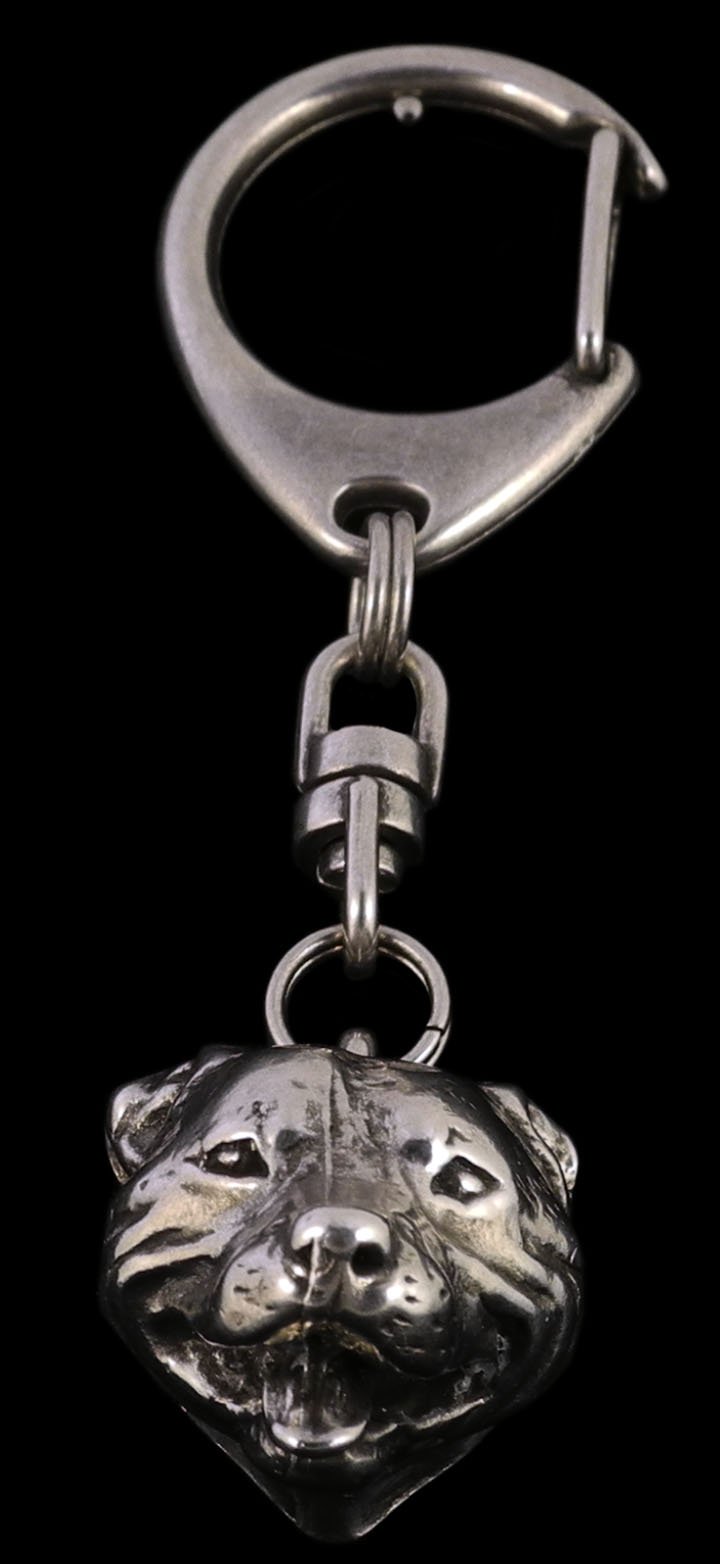 925 Sterling Silver English Staffordshire Bull Terrier 3D Medallion Keychain - Limited Edition Dog Lover Gift for Pet Owners | Perfect for Keyrings, Backpacks & Gift Giving