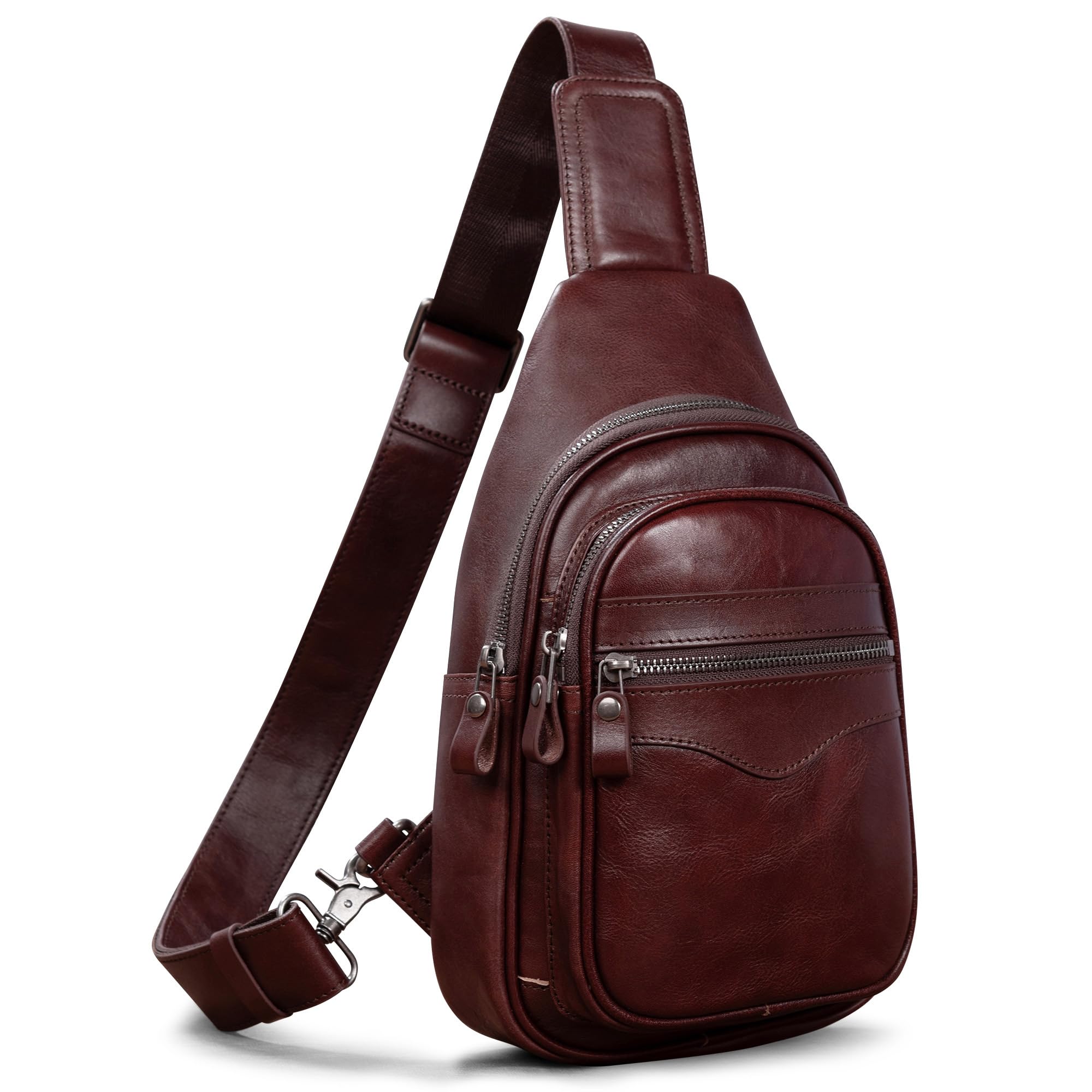 Premium Genuine Leather Sling Bag for Men & Women - Adjustable Crossbody Shoulder Bag, Chest Purse, Casual Daypack - Perfect for Travel, Work, and Everyday Use
