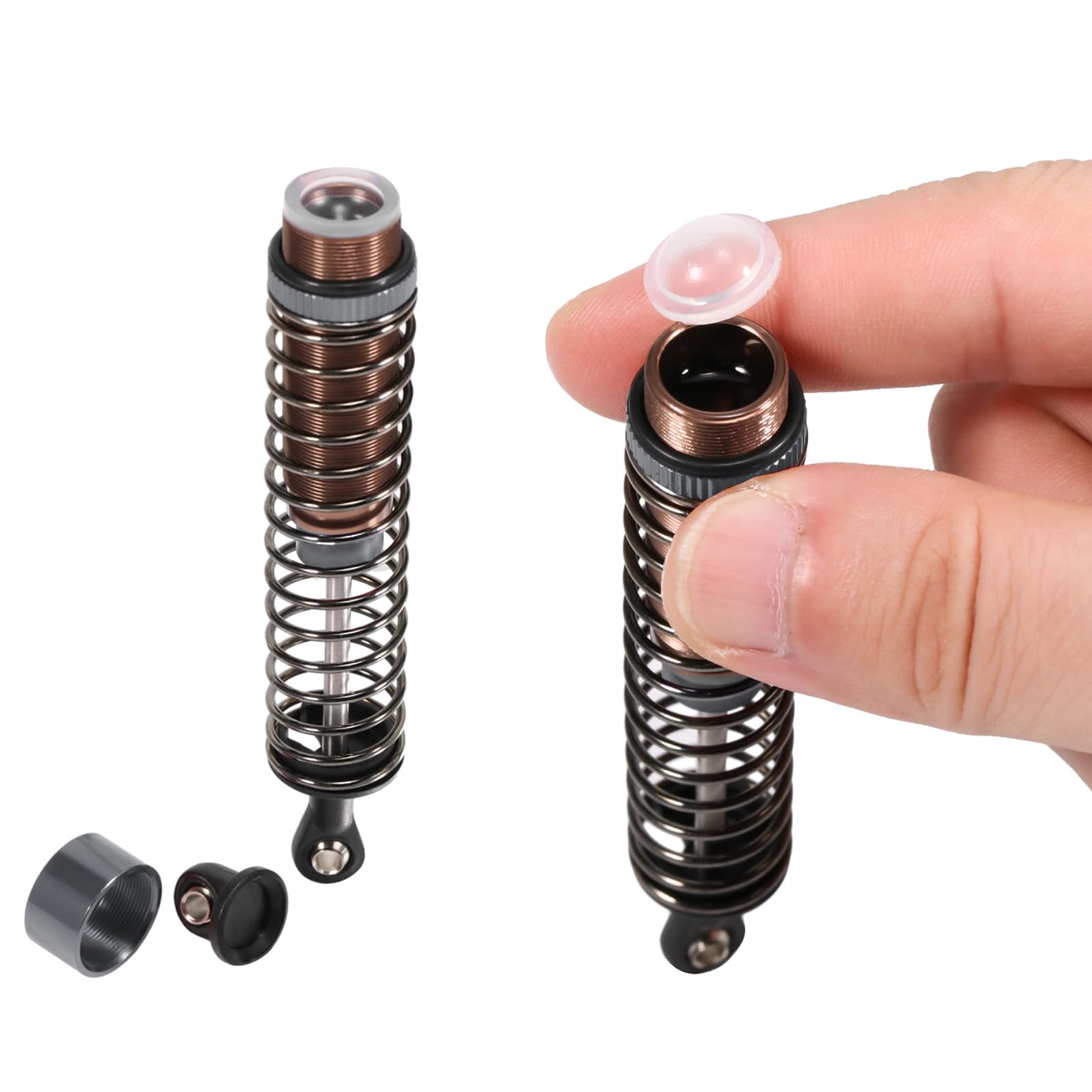1/10 Scale 80mm RC Oil Filled Shock Absorbers Kit - Compatible with Tamiya TRX4, Axial SCX10, D90 Truck Crawler - Off-Road Car Upgrade Replacement Parts (Grey) - Perfect for Rock Crawling, Trail Driving & RC Car Performance Enhancement