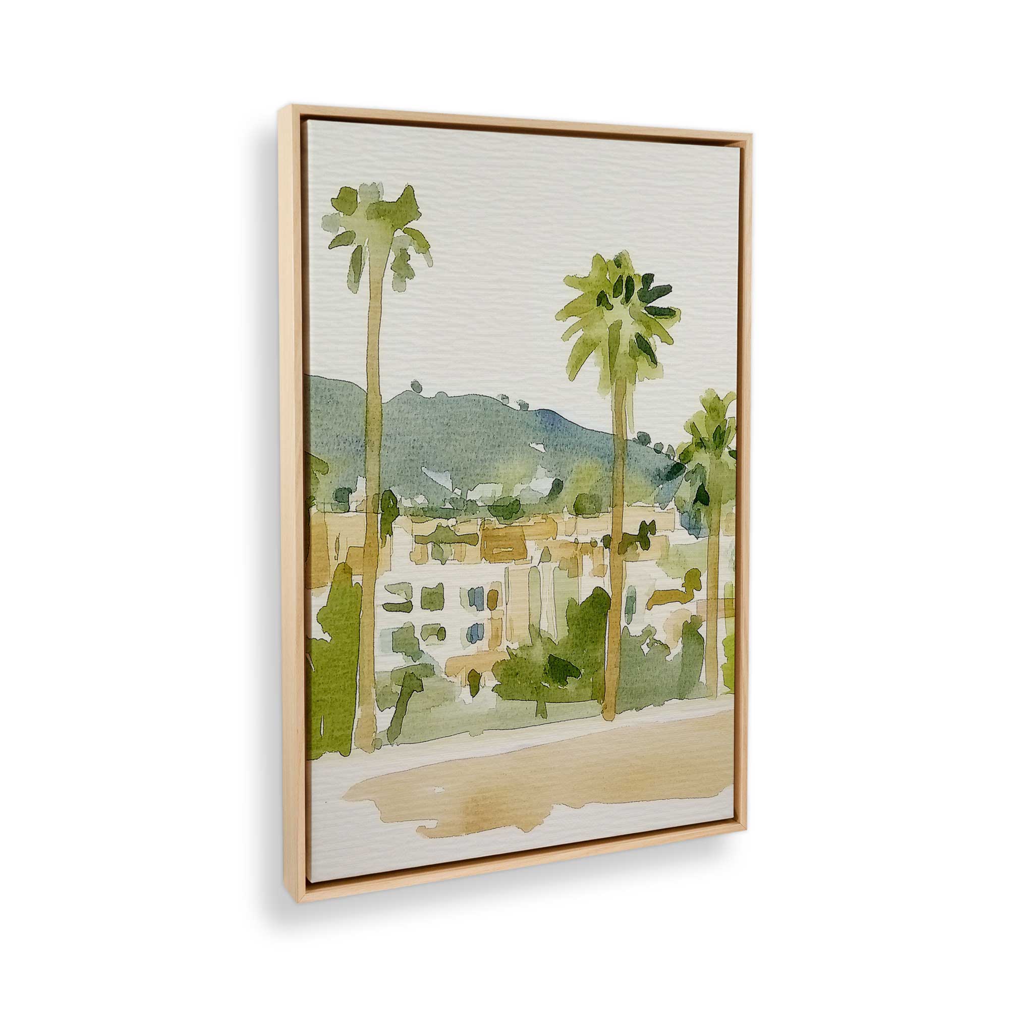 Desert Palms and Villas III Canvas Wall Art Print - Tropical Landscape Painting for Living Room, Bedroom & Office Decor