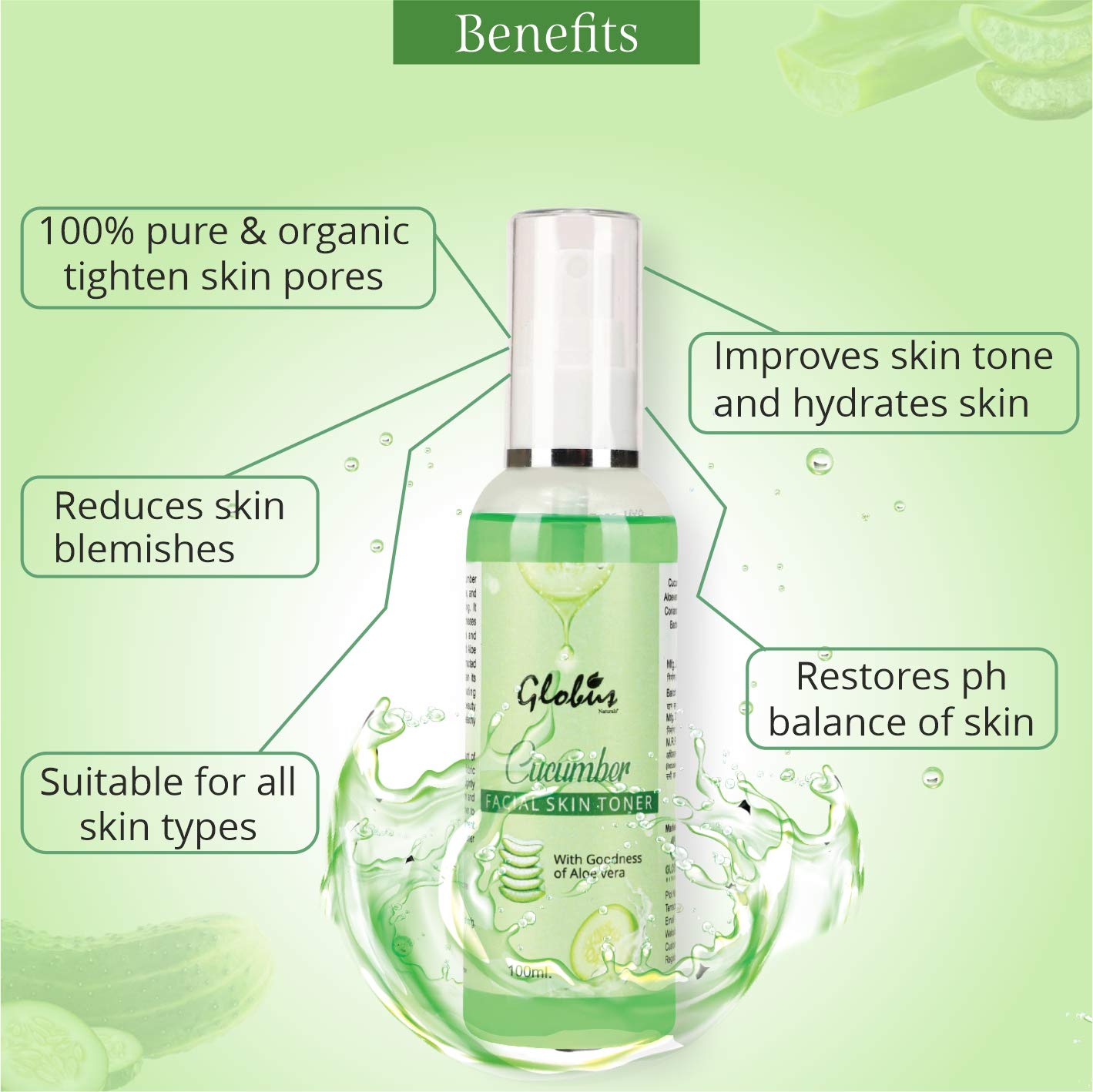 Globus Naturals Anti-Aging Combo Set - Lotus Kokum Butter Face Pack 100g & Cucumber Toner 100ml for Youthful Skin | Hydrating & Brightening Skincare Routine for Day & Night Use