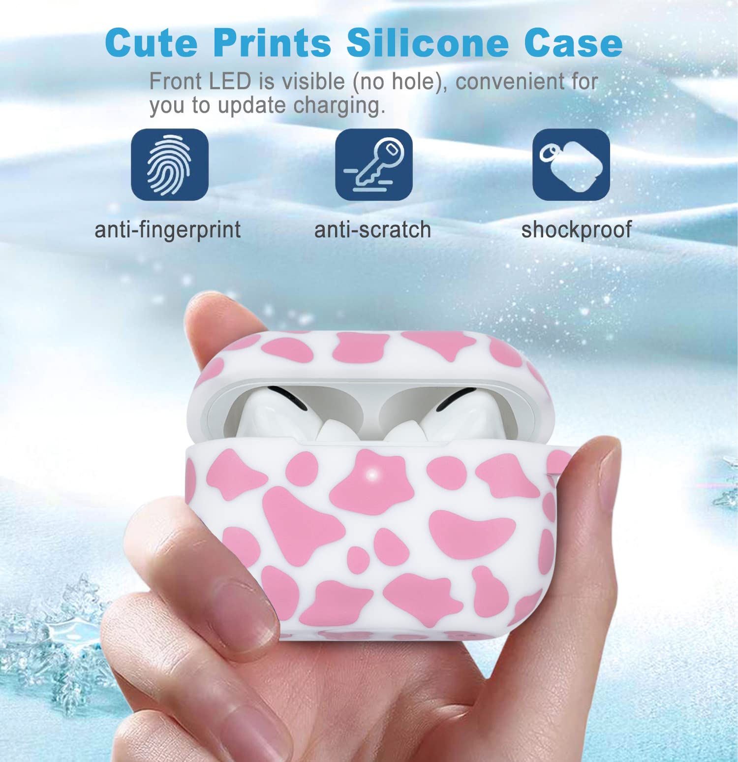Soft Silicone Cow AirPods Pro Case with Keychain - Cute Pink Protective Cover for Apple AirPods Pro Charging Case | Flexible Skin for Women & Girls | Perfect for School, Work, Travel & Everyday Use