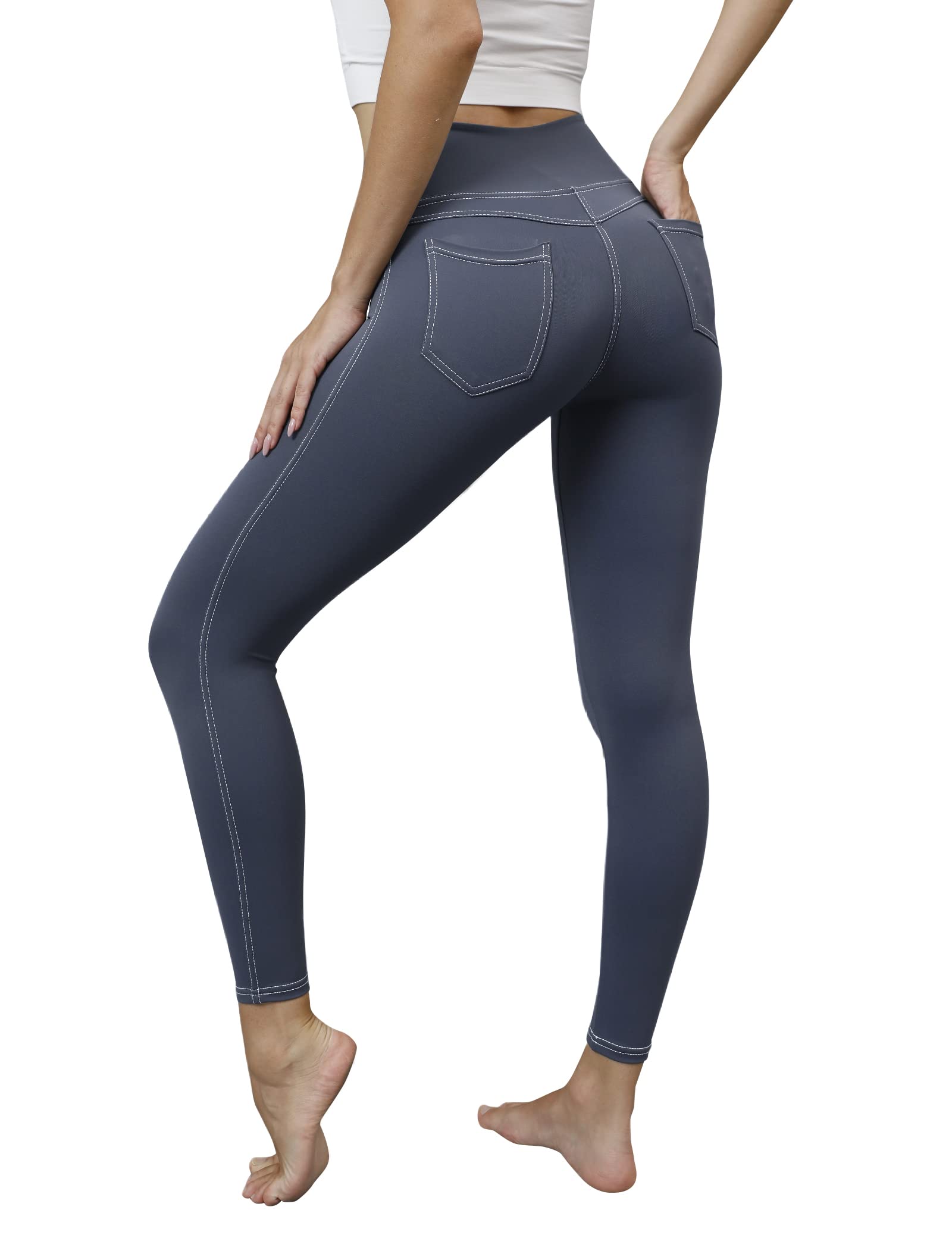 VOOVEEYA Women's High Waist Jeggings with Pockets - Tummy Control Stretchy Denim Leggings for Plus Size | Perfect for Yoga, Workout & Casual Wear