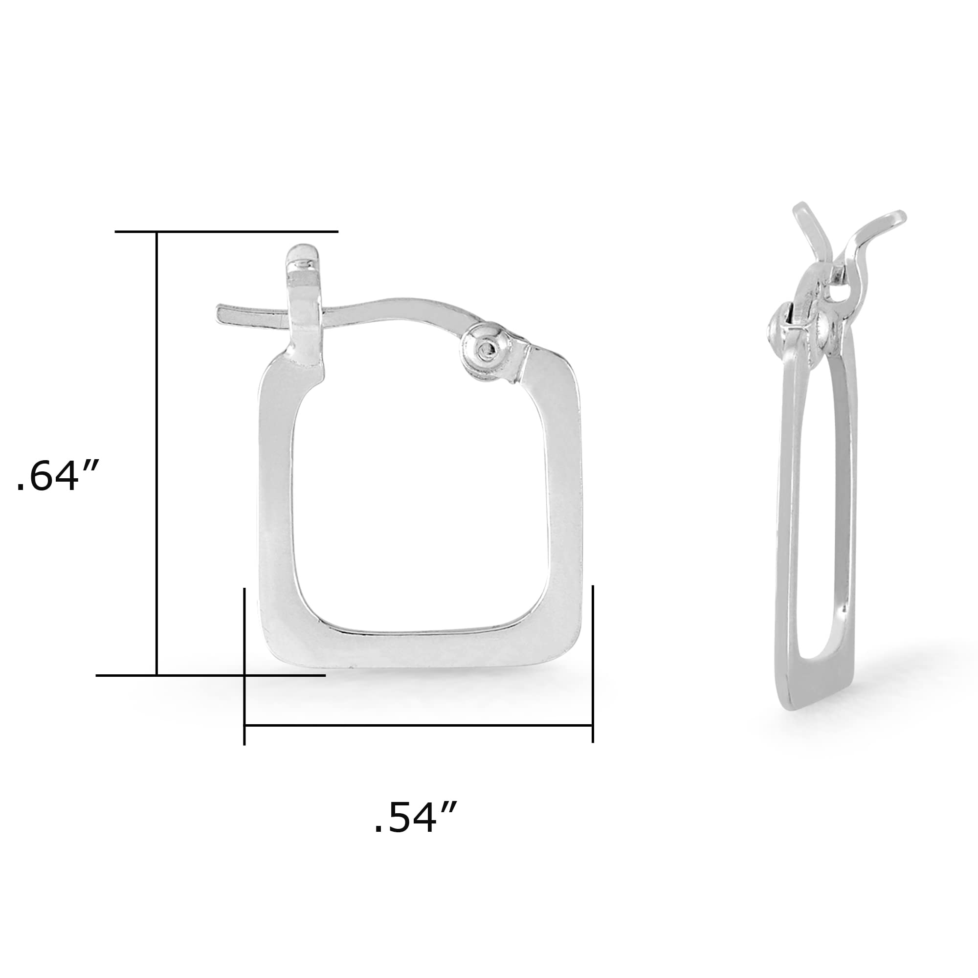 Sterling Silver Square Snap Down Hoop Earrings for Women - Dainty Minimalist Jewelry for Everyday Wear, Parties & Gifts