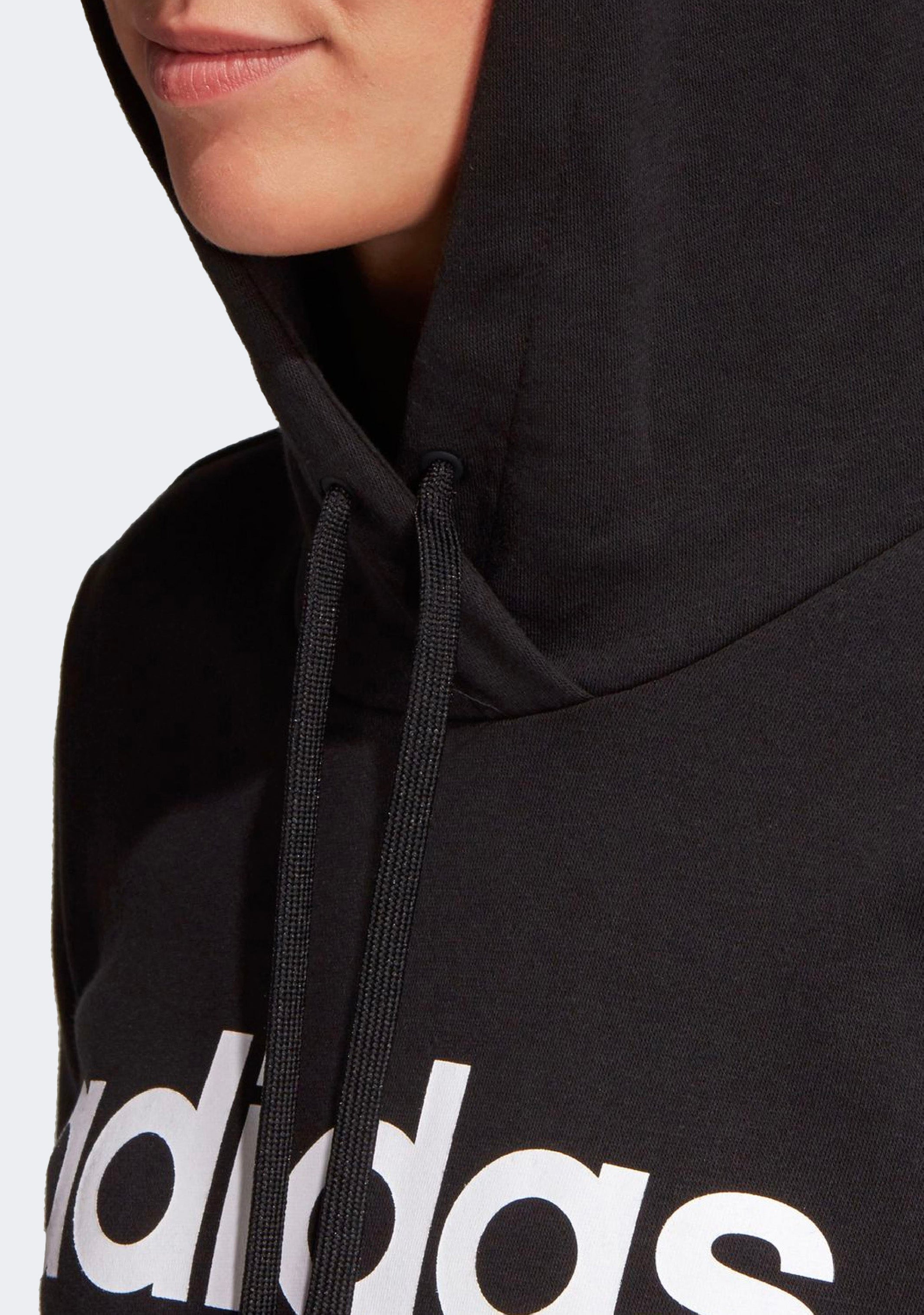 Adidas Women's Essentials Linear Cotton Hoodie - Soft Casual Pullover Sweatshirt for Everyday Wear | Gym, Lounge & Street Style Fashion