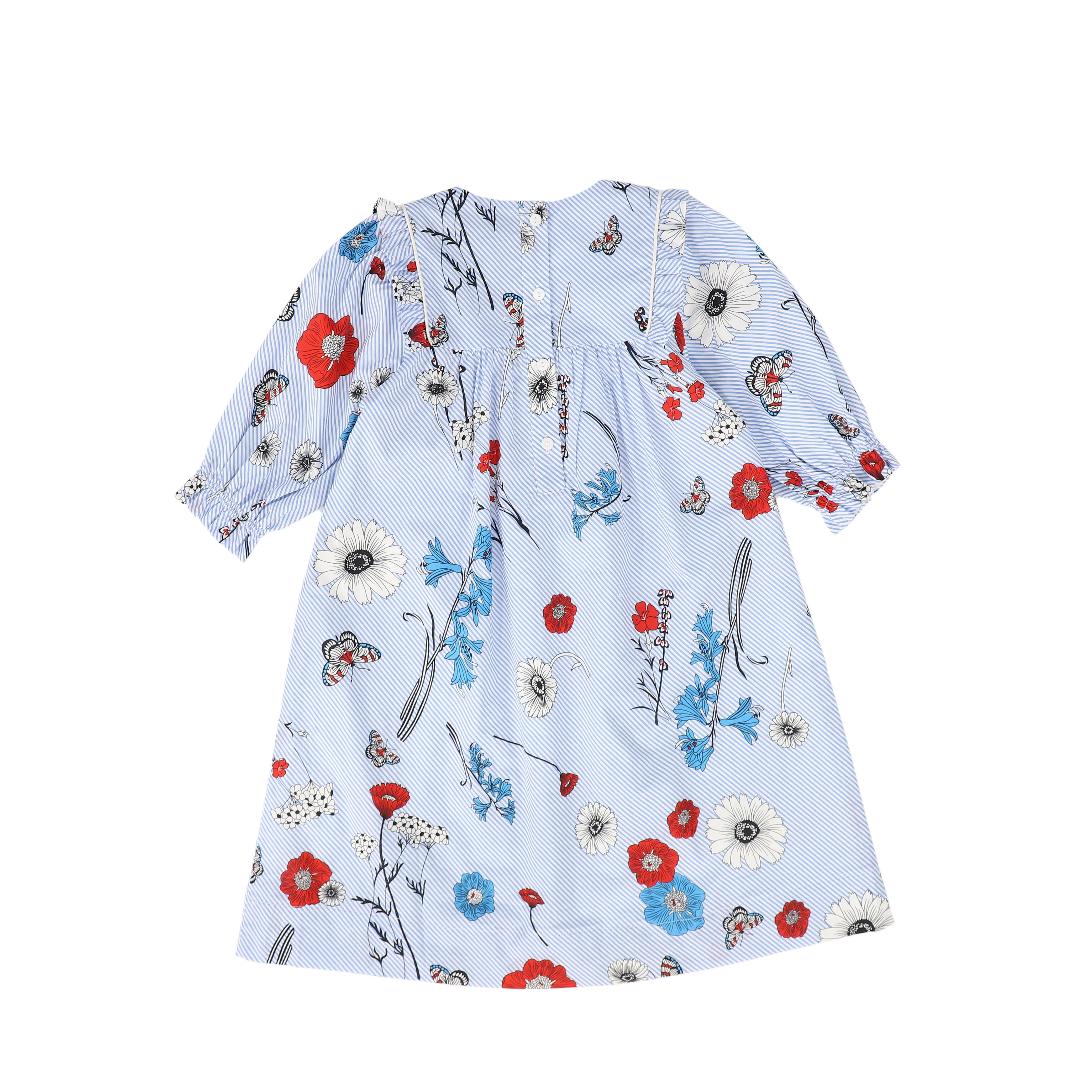 Floral Print Bib Stripe Dress by Bamboo - Stylish Summer Dress for Women, Perfect for Beach, Vacation, and Casual Outings