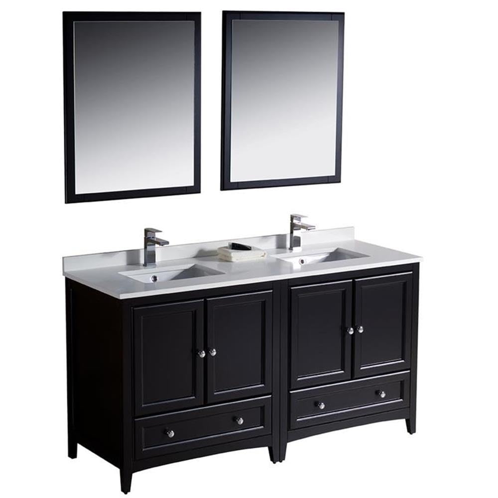 Fresca Bath FVN20-3030ES 60-Inch Oxford Double Vanity Sink in Espresso Finish - Perfect for Modern Bathroom Renovations and Master Suite Upgrades