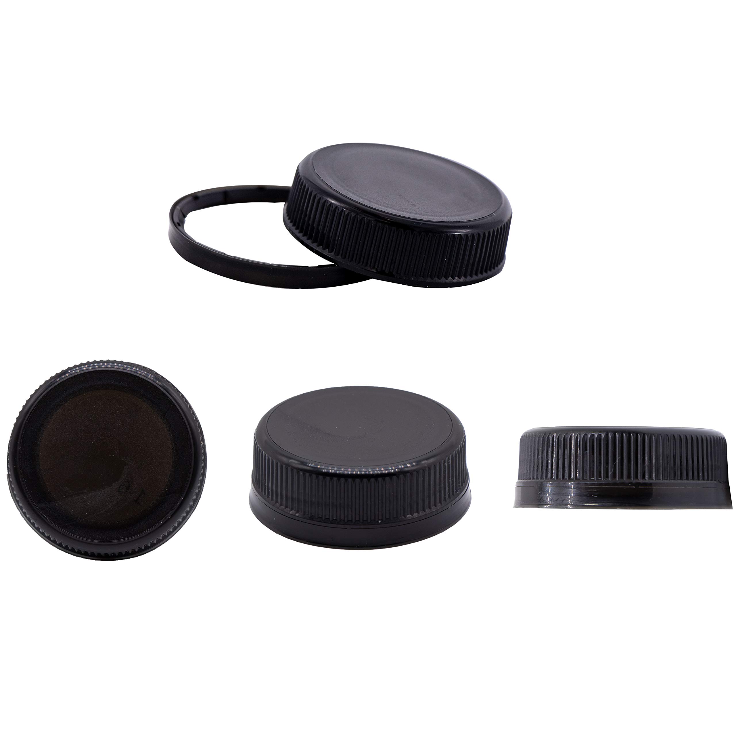 25 Pack Black Tamper Proof Caps for Empty Juice & Milk Bottles - Leak-Proof Plastic Container Lids for Home, Restaurant, and Commercial Use
