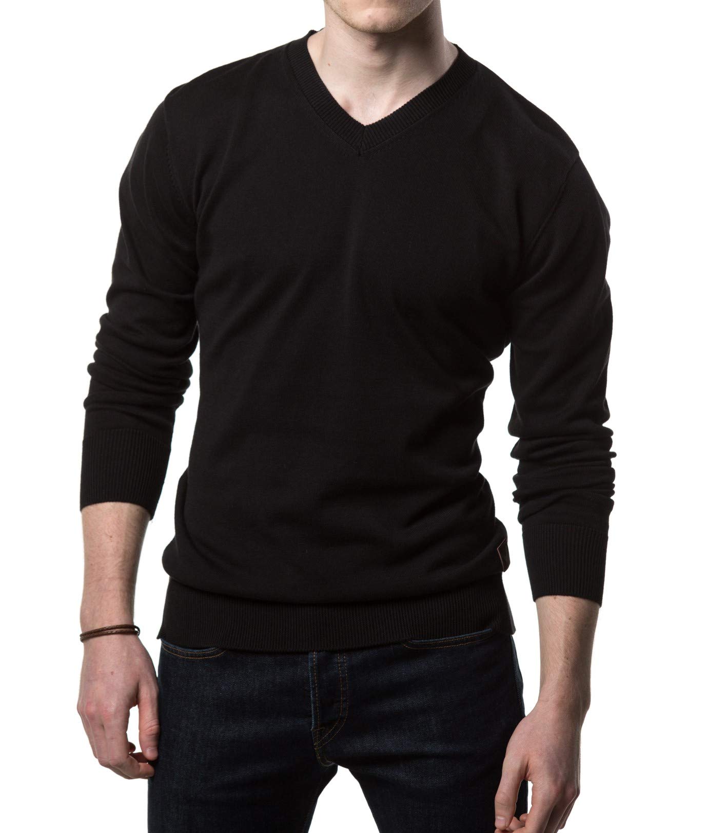 GALLERY SEVEN Men's Cotton V-Neck Sweater - Lightweight Pullover for Casual Wear