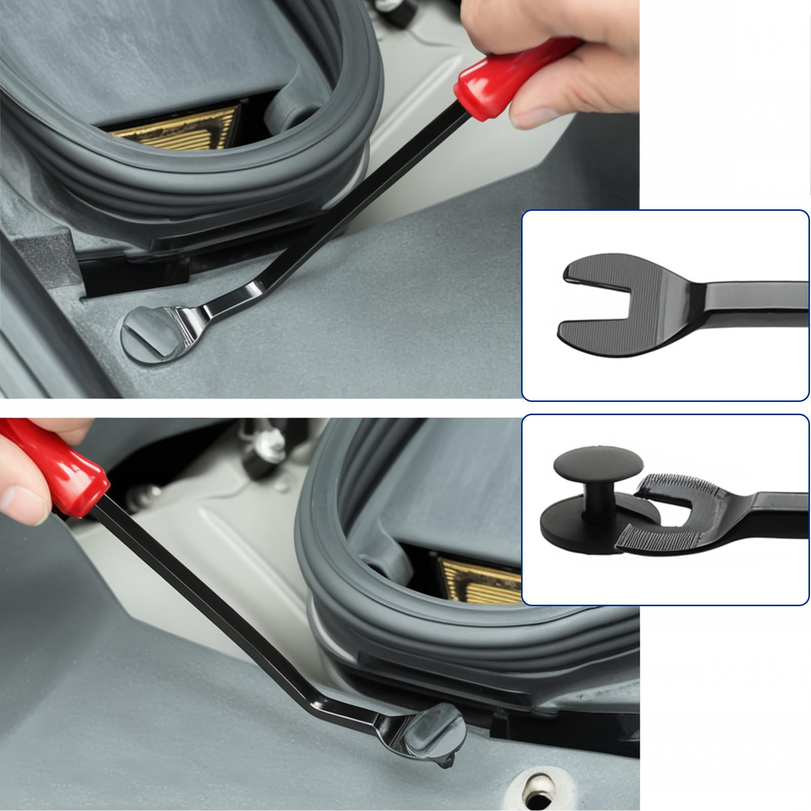 5-Piece Car Trim Removal Tool Kit - Auto Clip Pry Tool for Door, Dash & Dashboard Panel Fasteners - Upholstery & Body Repair Tools with Push Pin Puller (Red) - Perfect for DIY Auto Detailing & Interior Maintenance