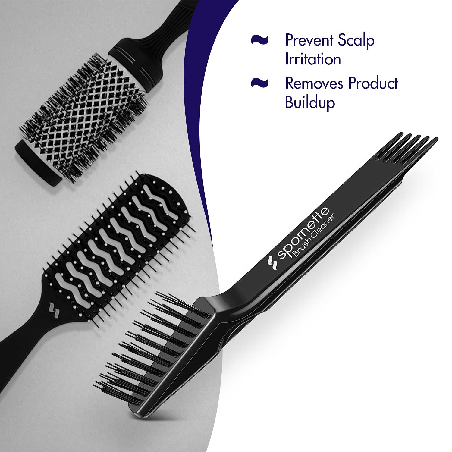 Spornette Small Super Looper Wig Brush Set with Hair Brush Cleaner - Detangling & Styling Brush for Synthetic & Human Hair Wigs - Perfect for Salon, Cosplay & Daily Hair Care