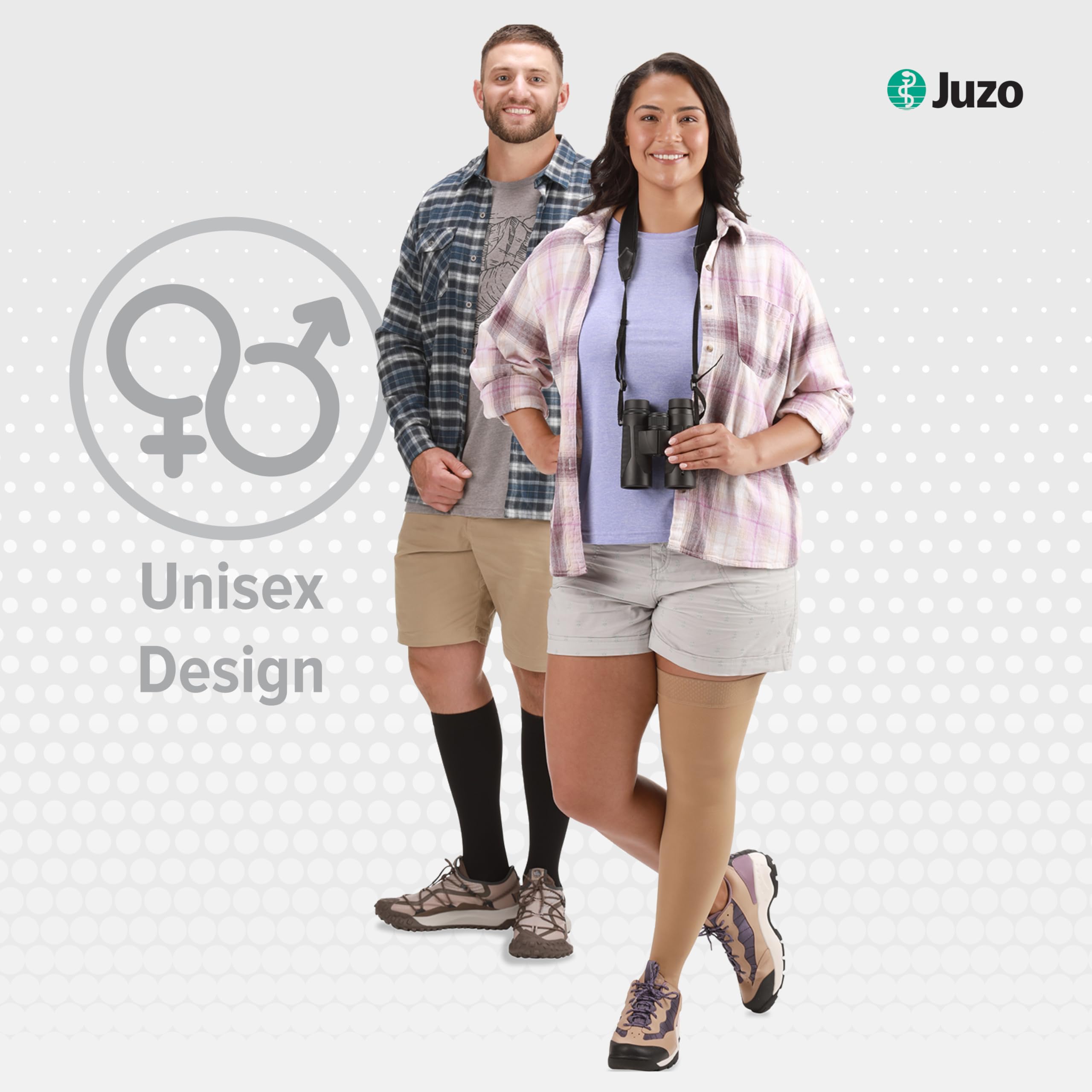 Juzo Dynamic MAX Varin Open Toe Compression Knee High Socks 20-30 mmHg for Men & Women - 2-Way Stretch Fabric for Circulation Support - Made in USA - Beige - Size 3 (III) Short - Ideal for Travel, Varicose Vein Relief & Post-Surgery Recovery