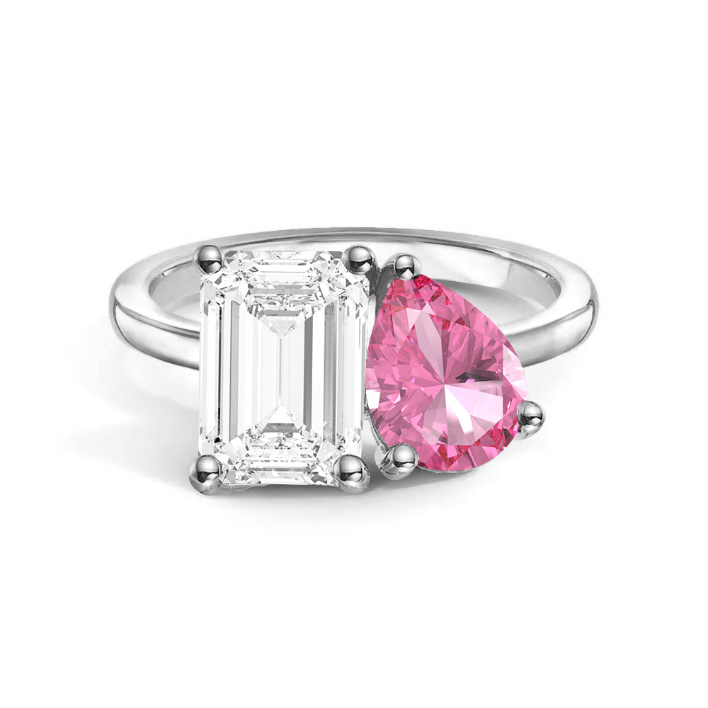 Personalized Toi et Moi Moissanite Birthstone Ring - Custom Anniversary Gift for Couples, Engagements & Romantic Occasions