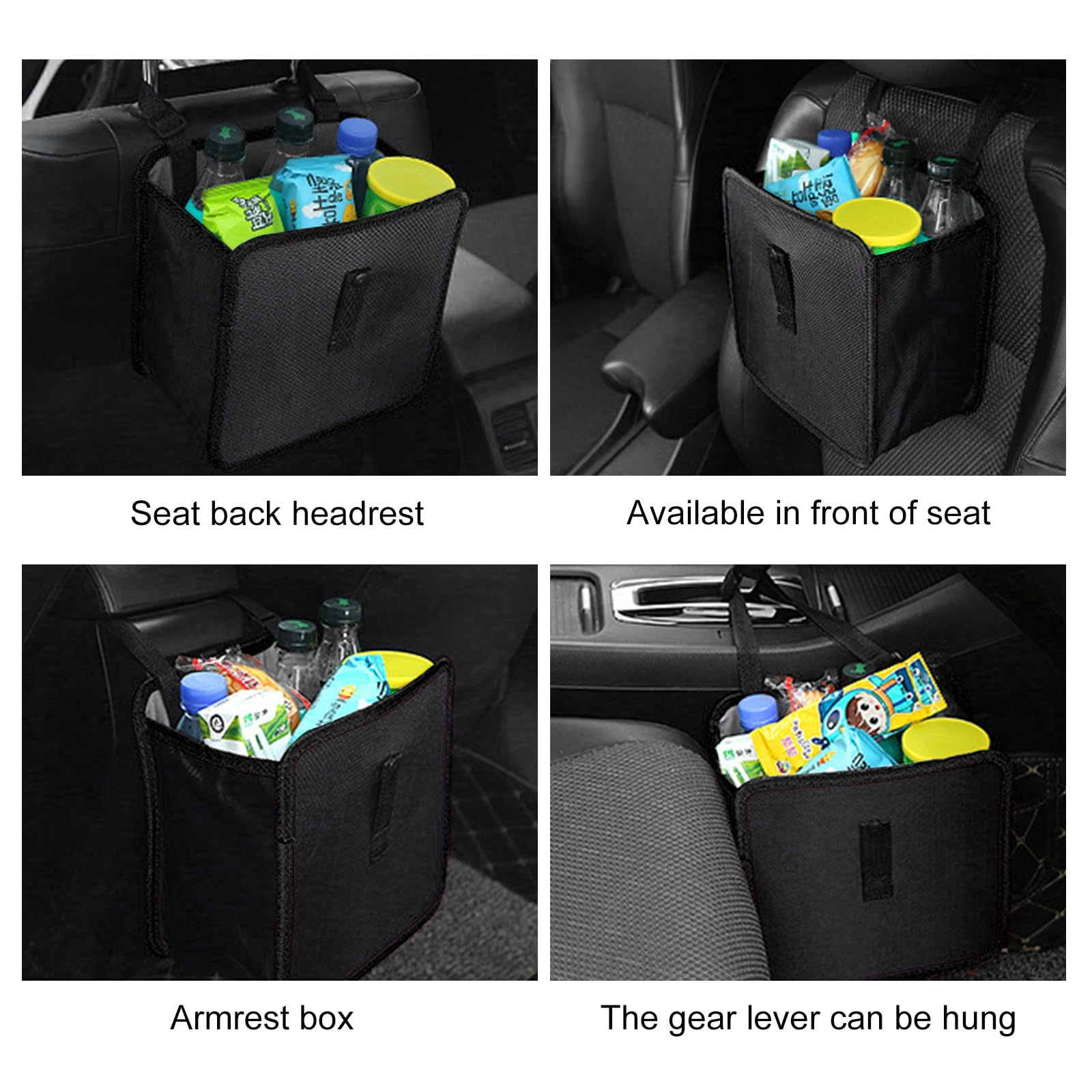 Foldable Hanging Car Trash Can with Leak-Proof Design & Extra Storage Pockets - Large Capacity Waterproof Car Garbage Bag for Road Trips, Commuting, and Family Travel
