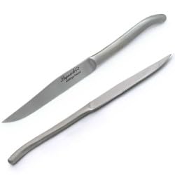 Premium 6-Piece Laguiole Steak Knife Set - Stainless Steel Blades with Sandblasted Finish - Authentic French Cutlery - Perfect for Steakhouse Dining, BBQ Parties & Elegant Dinner Settings