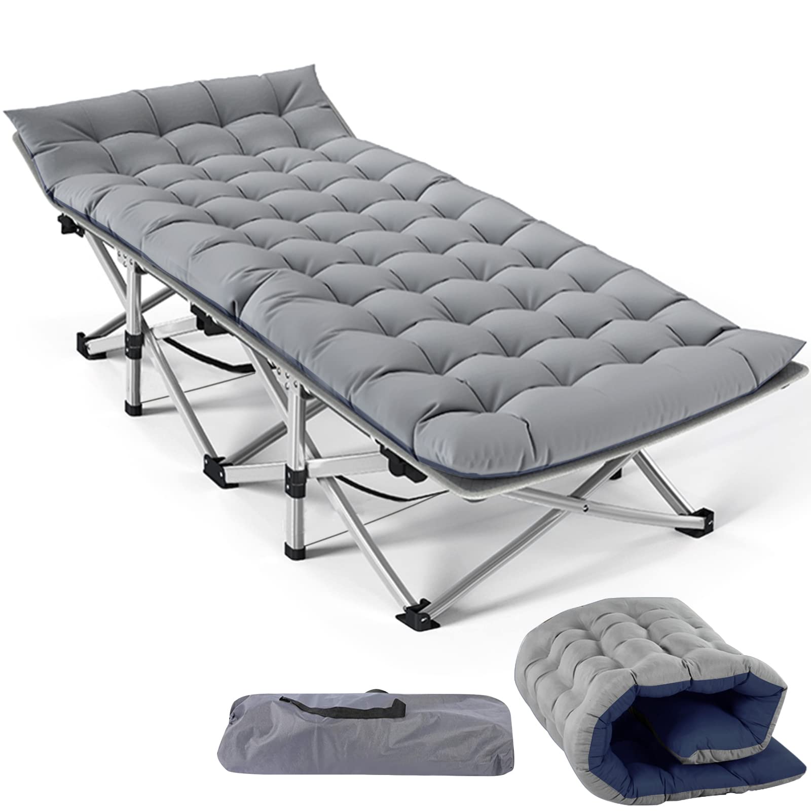 Slsy Foldable Bed with Mattress - Cot Size Folding Guest Bed for Adults, Portable Hideaway Bed with Adjustable Positions - Perfect for Home, Office, Indoor & Outdoor Use, Camping, Guest Room & Small Spaces