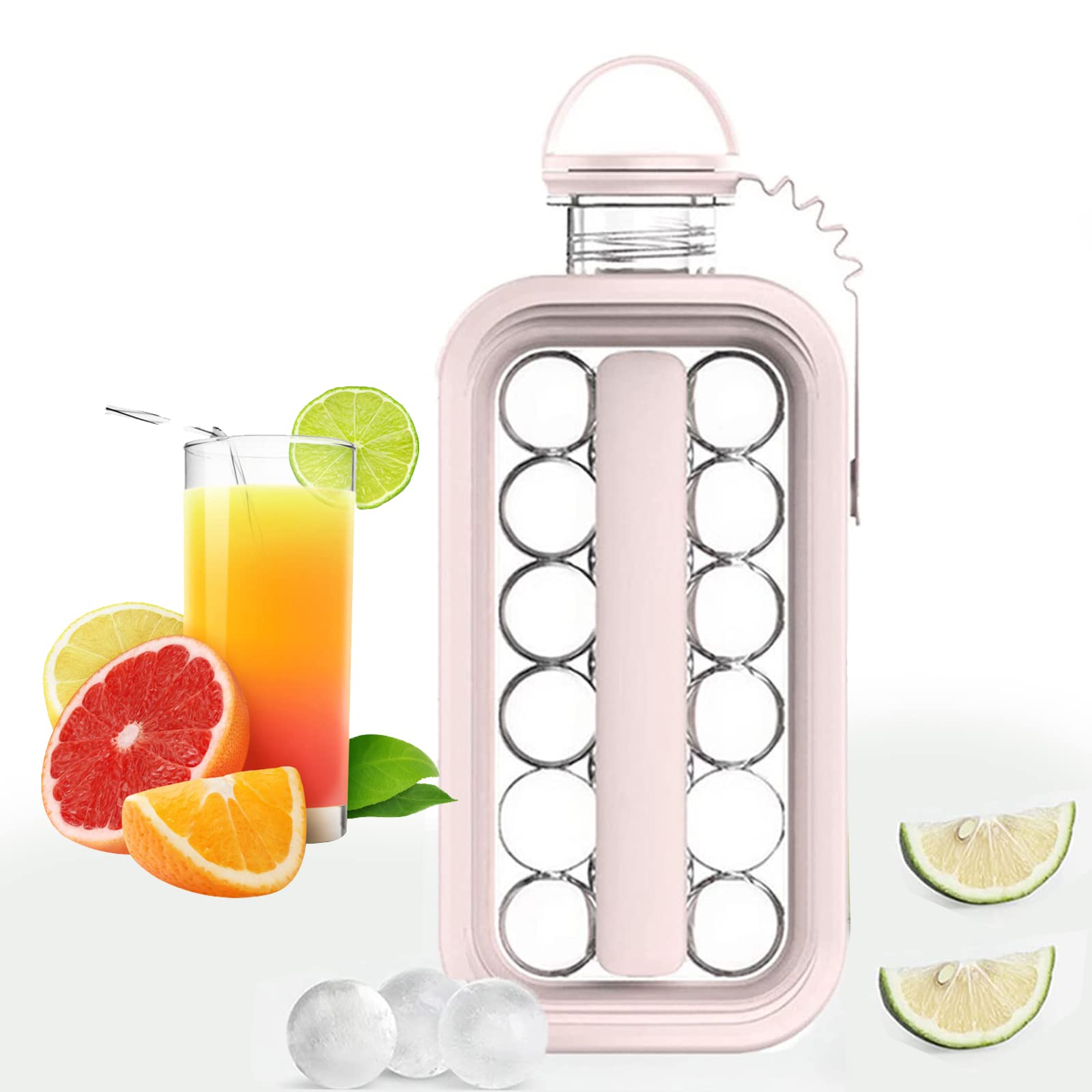 Premium Portable Ice Ball Maker - 2 in 1 Ice Cube Trays & Pop Molds for Cocktails, Whiskey, Champagne | TikTok Viral Silicone Ice Maker for Coffee, Beer, Juice - Perfect for Home Bars, Parties & Outdoor Use (Pink)