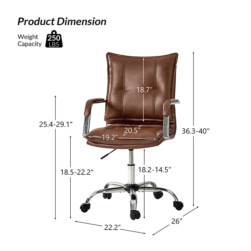 Ergonomic Doug Task Chair with Padded Arms - Adjustable Office Chair for Home & Work - Comfortable Desk Chair with Lumbar Support for Long Hours Sitting
