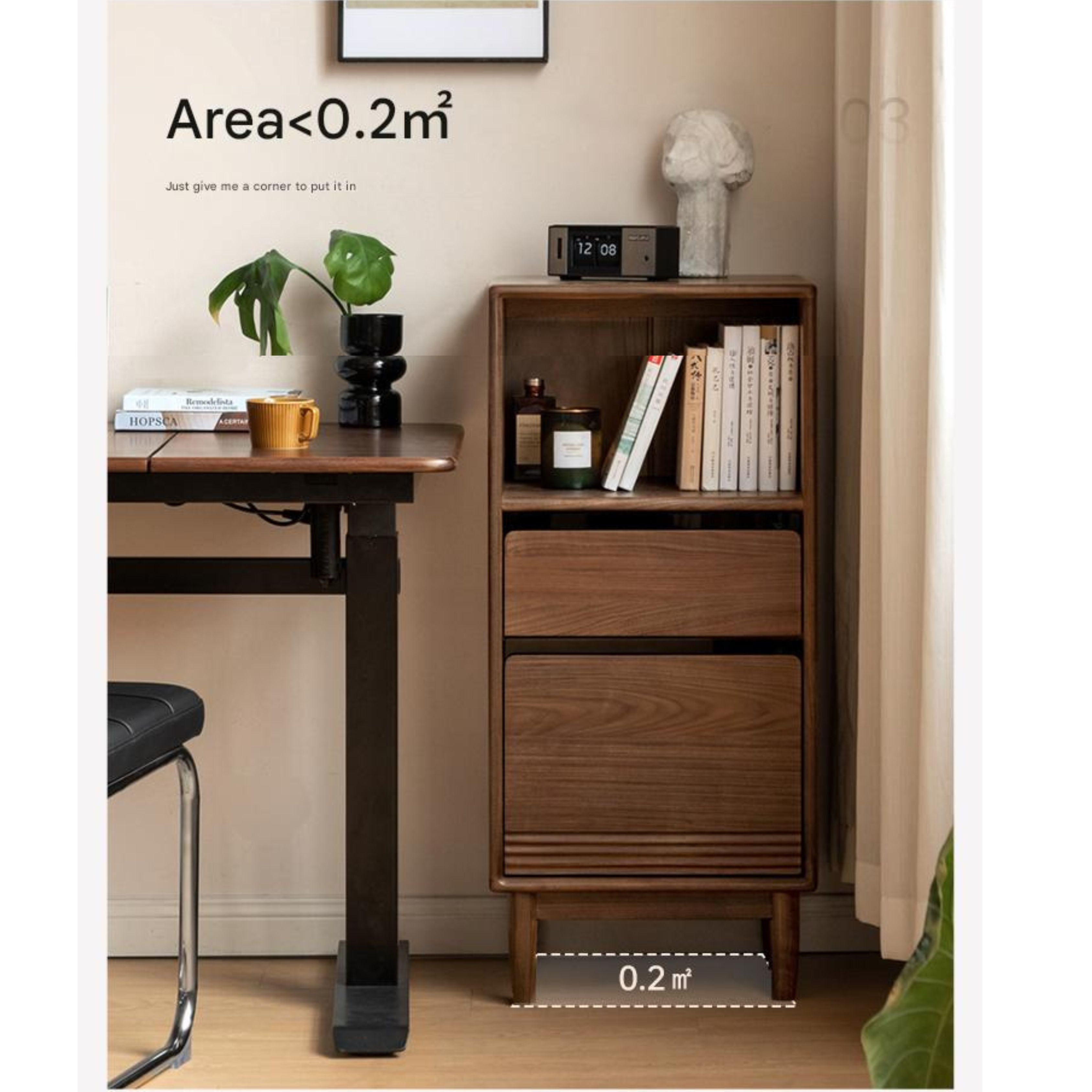 Premium Black Walnut Solid Wood Modern Side Cabinet - Stylish Storage for Living Room, Bedroom & Entryway - Mid-Century Inspired Home Decor