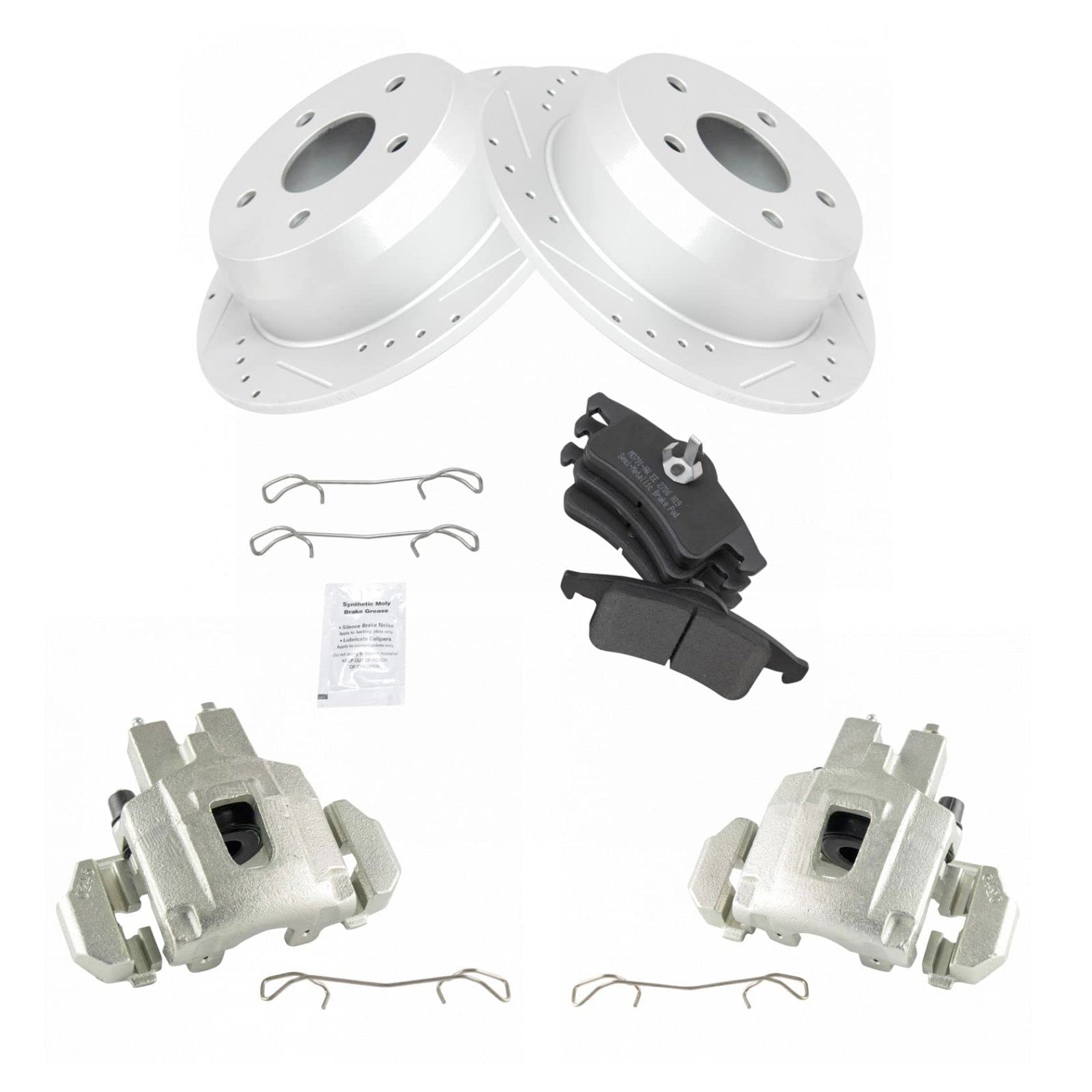 High-Performance Rear Brake Pad & Rotor Kit - Semi-Metallic, G-Coated - Compatible with 1999-2004 Jeep Grand Cherokee - Perfect for Off-Roading & Towing