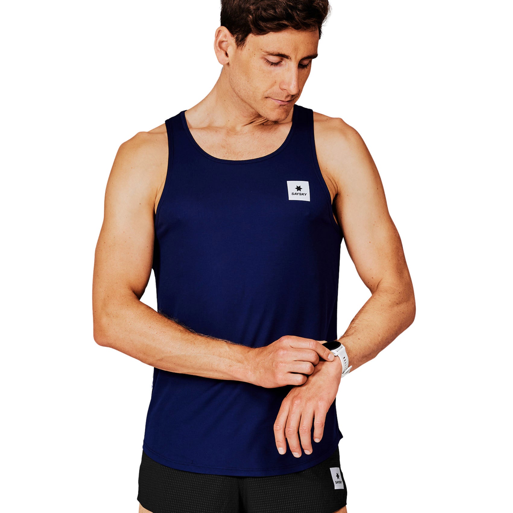 Saysky Men's Performance Running Singlet - Breathable & Lightweight Workout Shirt for Marathon, Gym & Training
