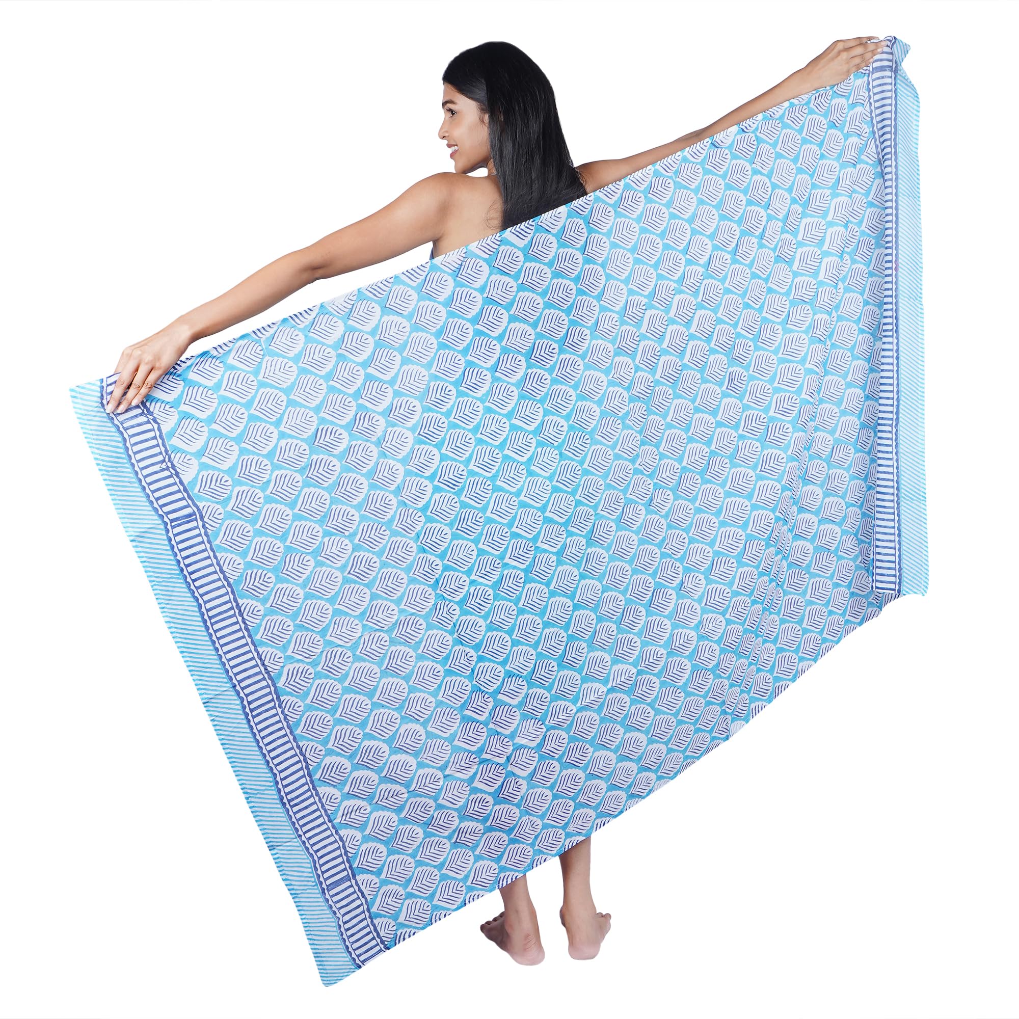 Handmade Block Print Sarong - Stylish Beach Cover Up for Women, Lightweight & Breathable Summer Wrap - Perfect for Poolside, Vacation & Boho Fashion