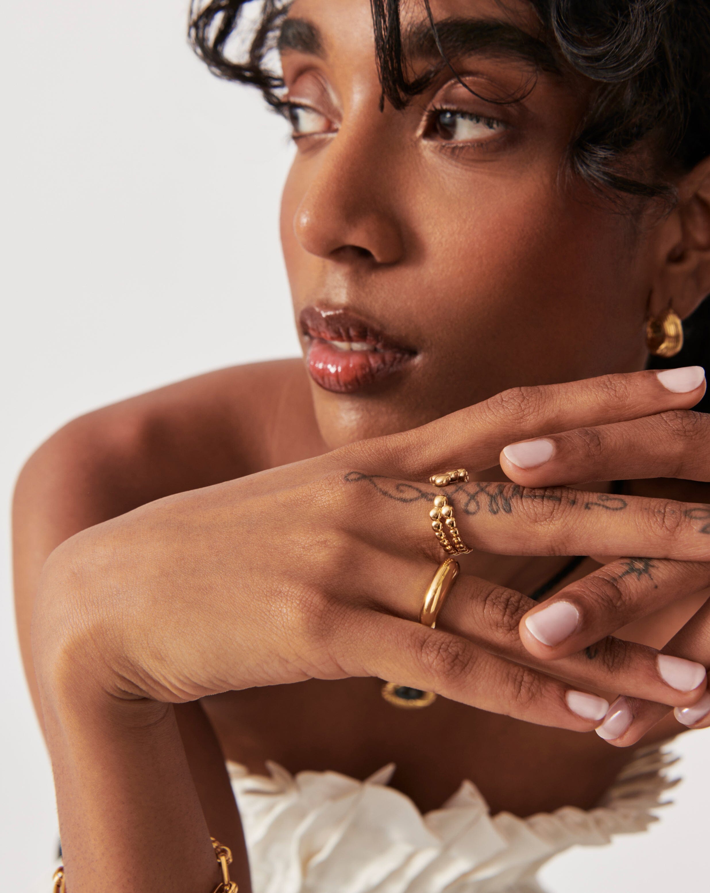 18k Gold Vermeil Beaded Open Ring for Women - Elegant Stackable Jewelry for Everyday Wear & Special Occasions