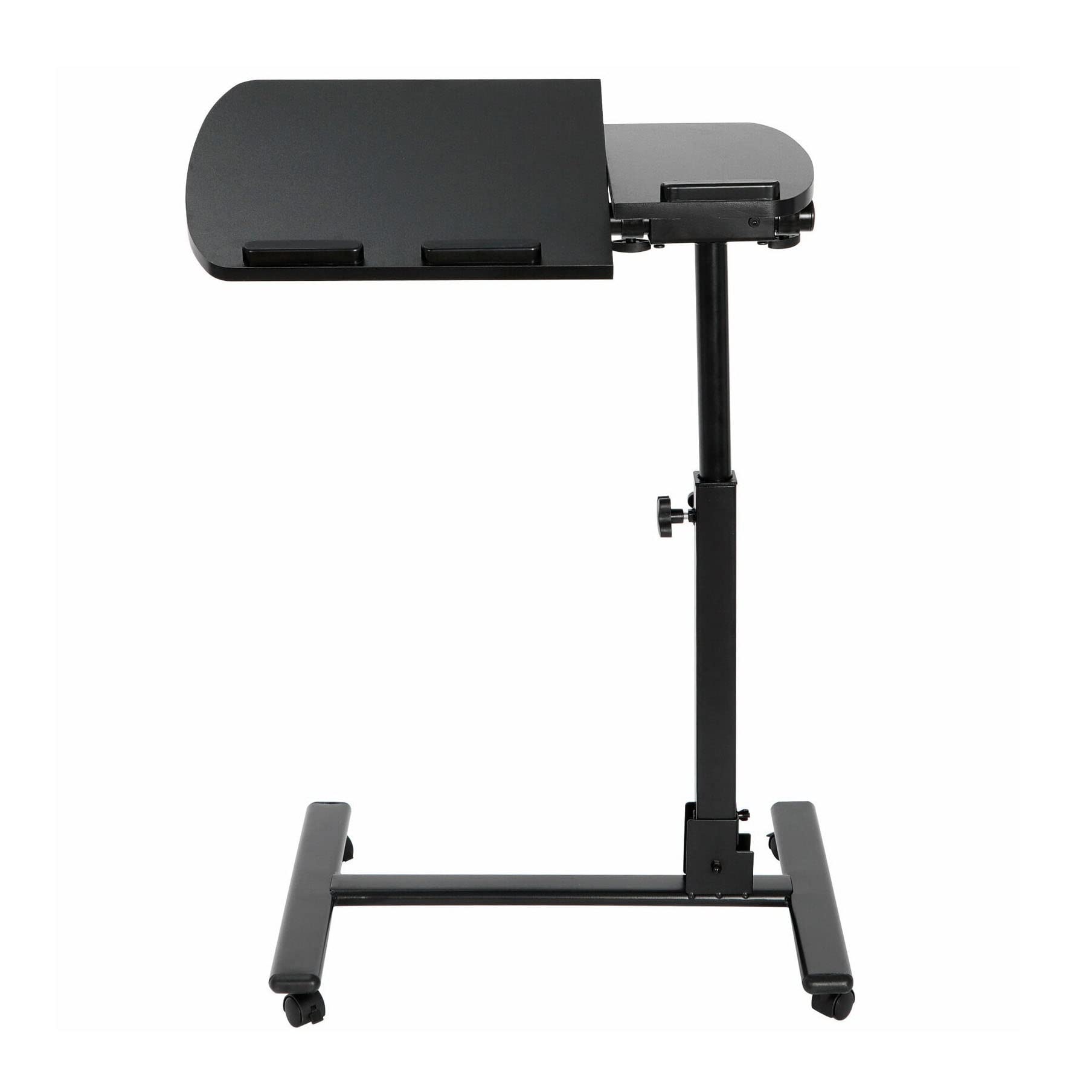 Adjustable Rolling Laptop Desk with Height & Angle Control - Overbed Tray Table for Sofa, Bed, Office & Dining - Perfect for Work, Study & Meals in Bed