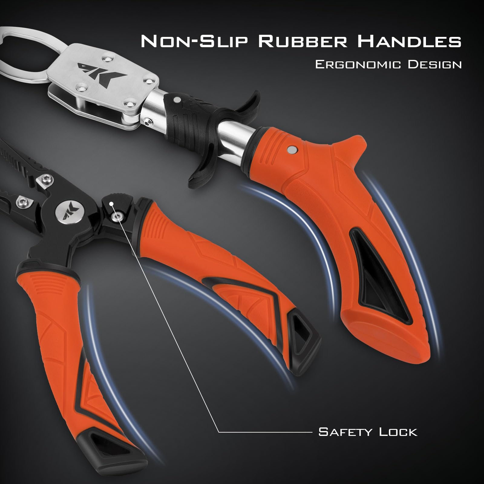 KastKing Paradox Fishing Pliers - Angled Stainless Steel Fish Lip Gripper & Hook Remover Tool | Saltwater Resistant 420 Steel with Ergonomic Handle | Perfect for Saltwater Fishing, Bass Fishing & Outdoor Gifts for Men