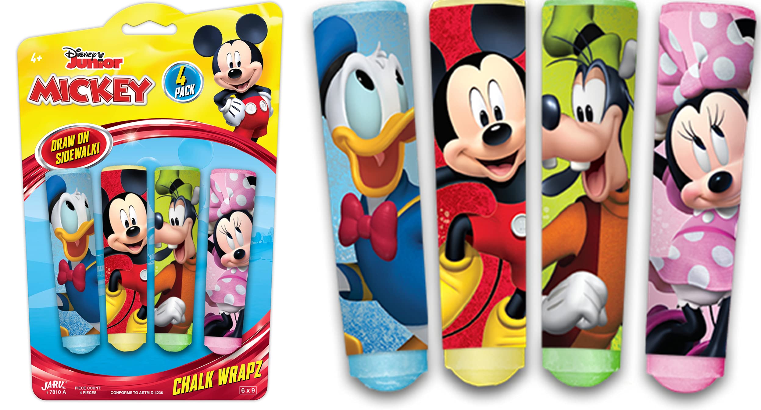 Disney Mickey & Minnie Jumbo Sidewalk Chalk Sticks (12-Pack) - Non-Toxic Washable Outdoor Chalk for Kids - Perfect for Driveway Art, Birthday Parties & Summer Outdoor Activities A-7810-1