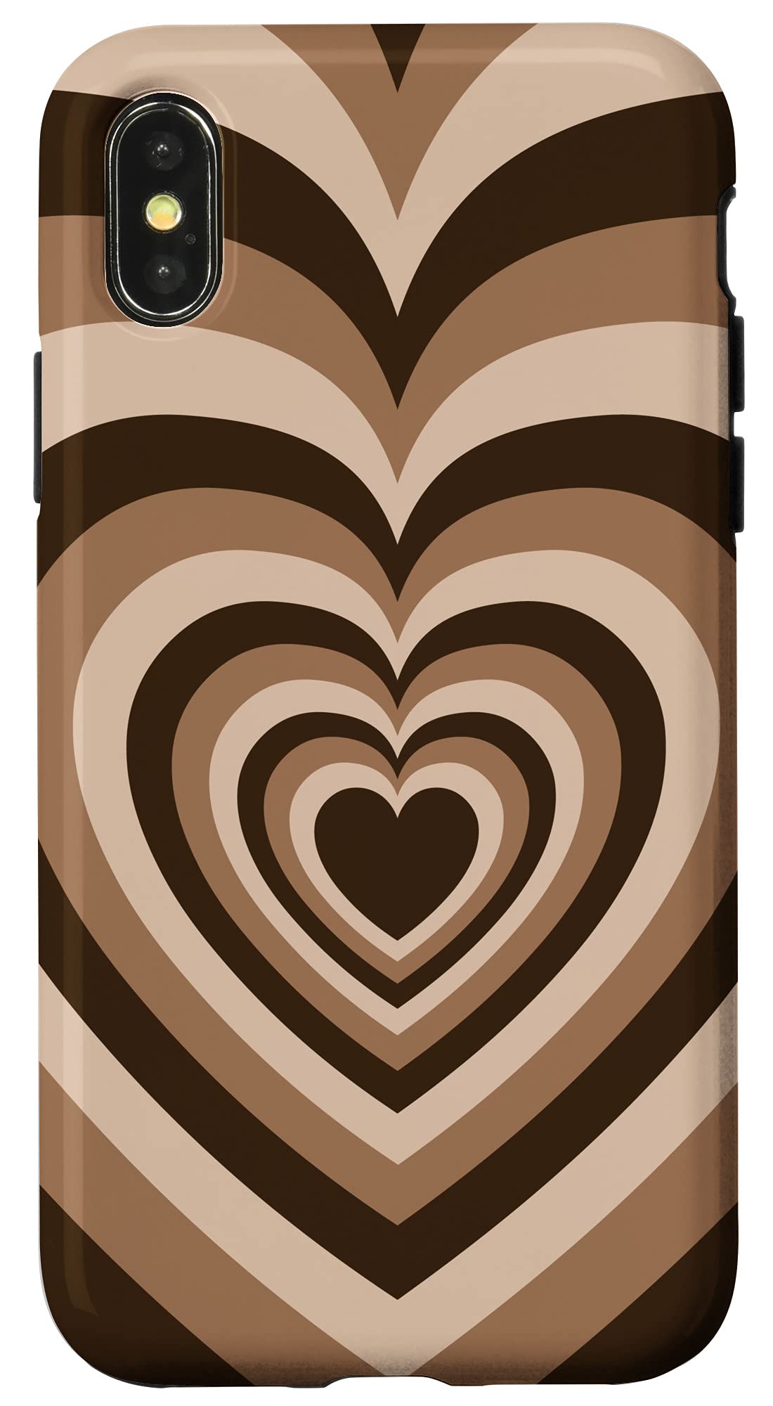 iPhone X/XS Case - Creamy Milk Chocolate Brown Heart Coffee Latte Design | Stylish & Durable Protection for Everyday Use
