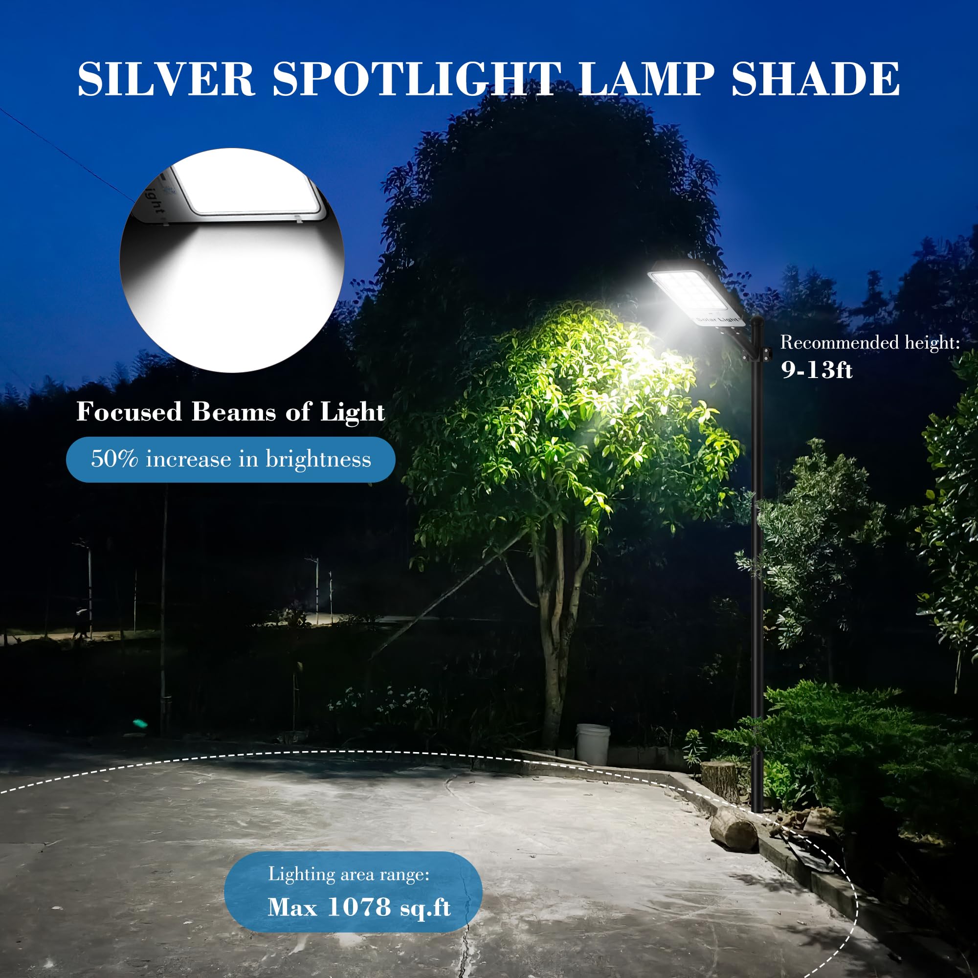 2000W Solar Street Lights Outdoor Waterproof - 6500K White Commercial Solar Parking Lot Lights with Motion Sensor, Dusk to Dawn, for Street, Yard, Garden, Pathway, Driveway, and Outdoor Security Lighting