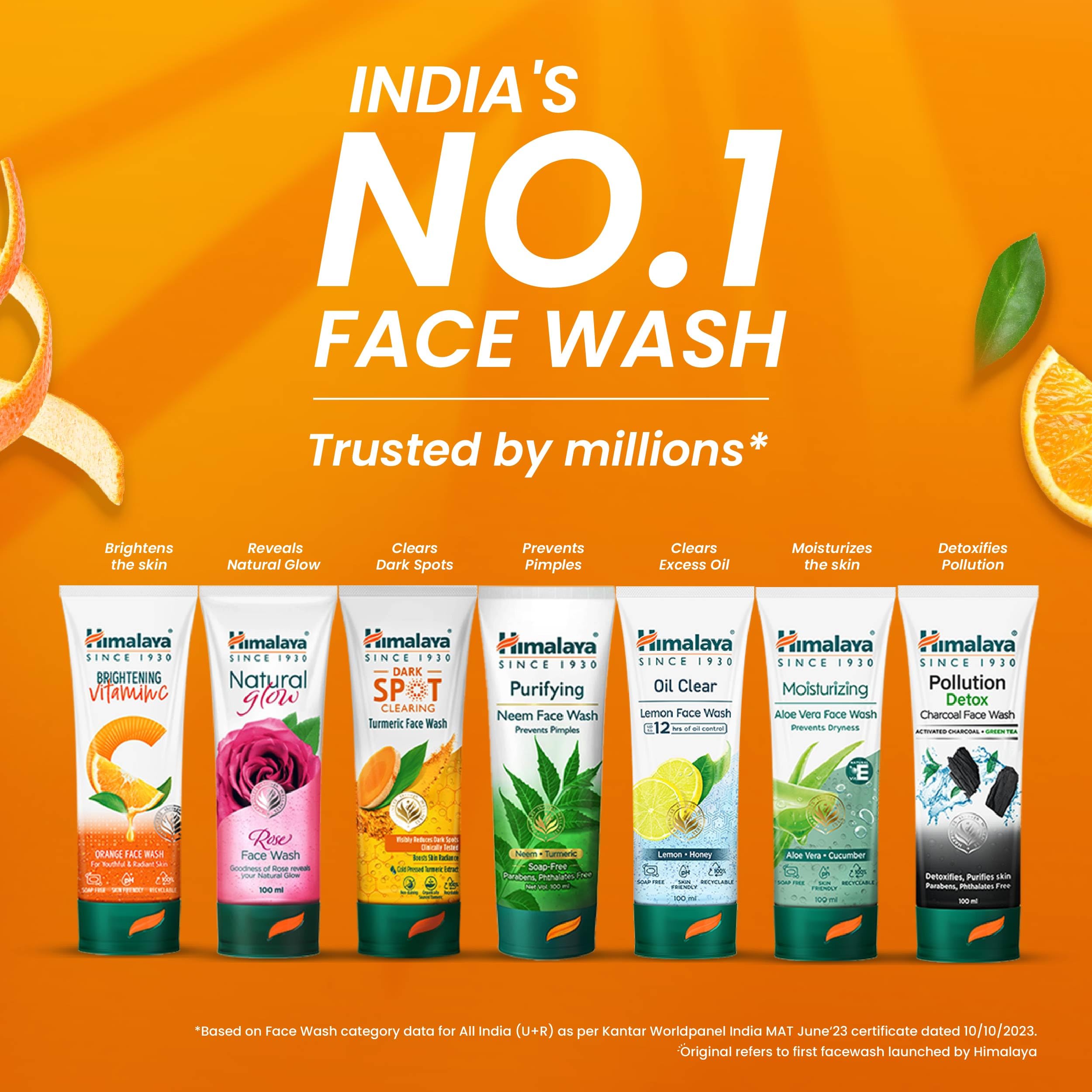 Himalaya Tan Removal Orange Face Wash for Brightening & Glowing Skin - 100ml | Gentle Exfoliating Cleanser for Daily Use, Travel-Friendly Size