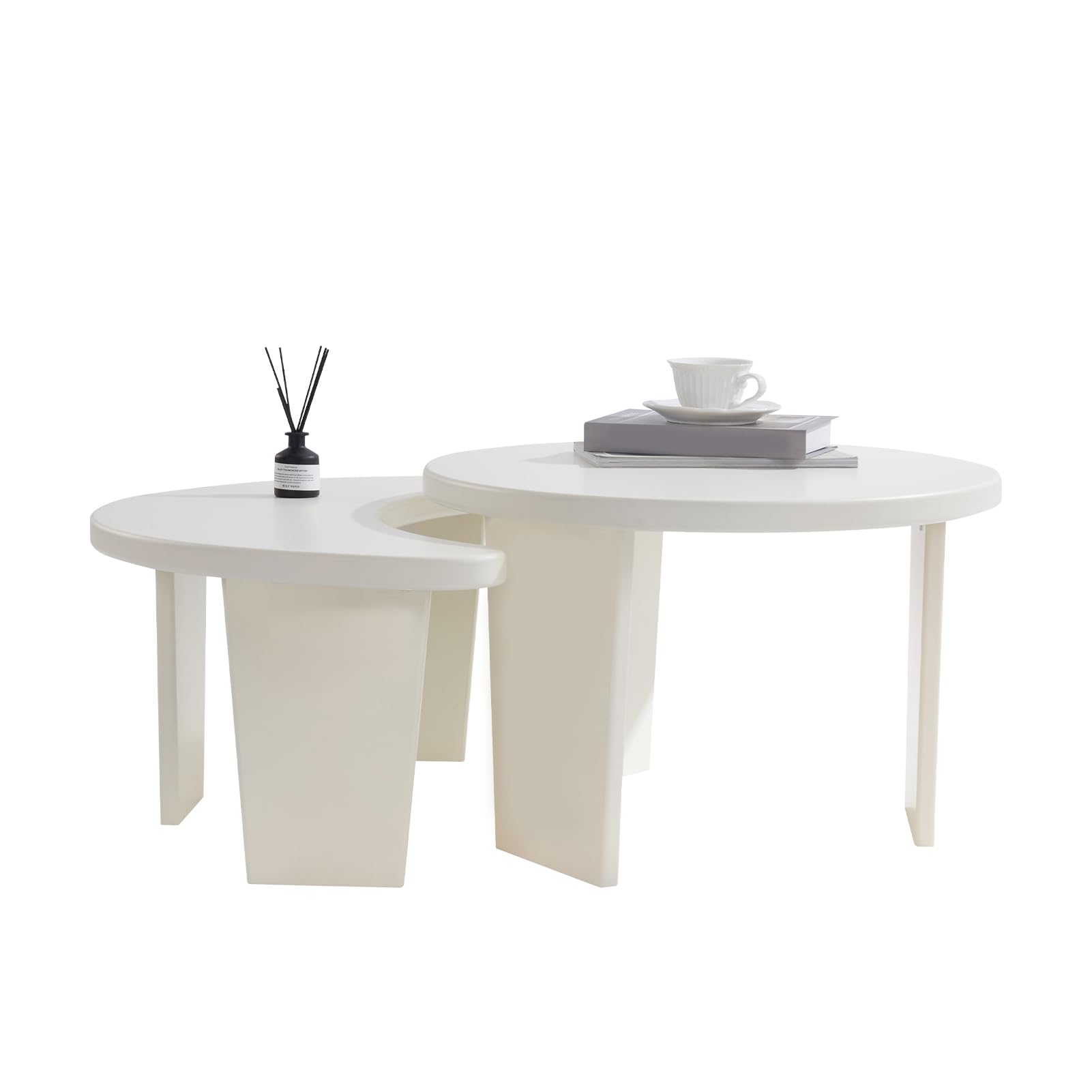 MAXYOYO Modern Coffee Table Set of 2 - Nesting Accent Tables for Living Room | Perfect for Small Spaces, Sofa Side Tables & Home Decor