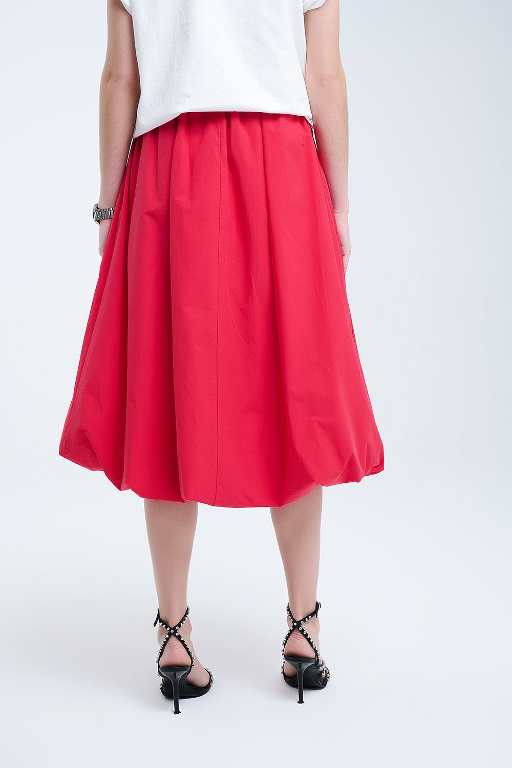 Mini Bubble Skirt in Red Poplin - Stylish & Comfortable Skirt for Casual Outings, Parties, and Everyday Wear
