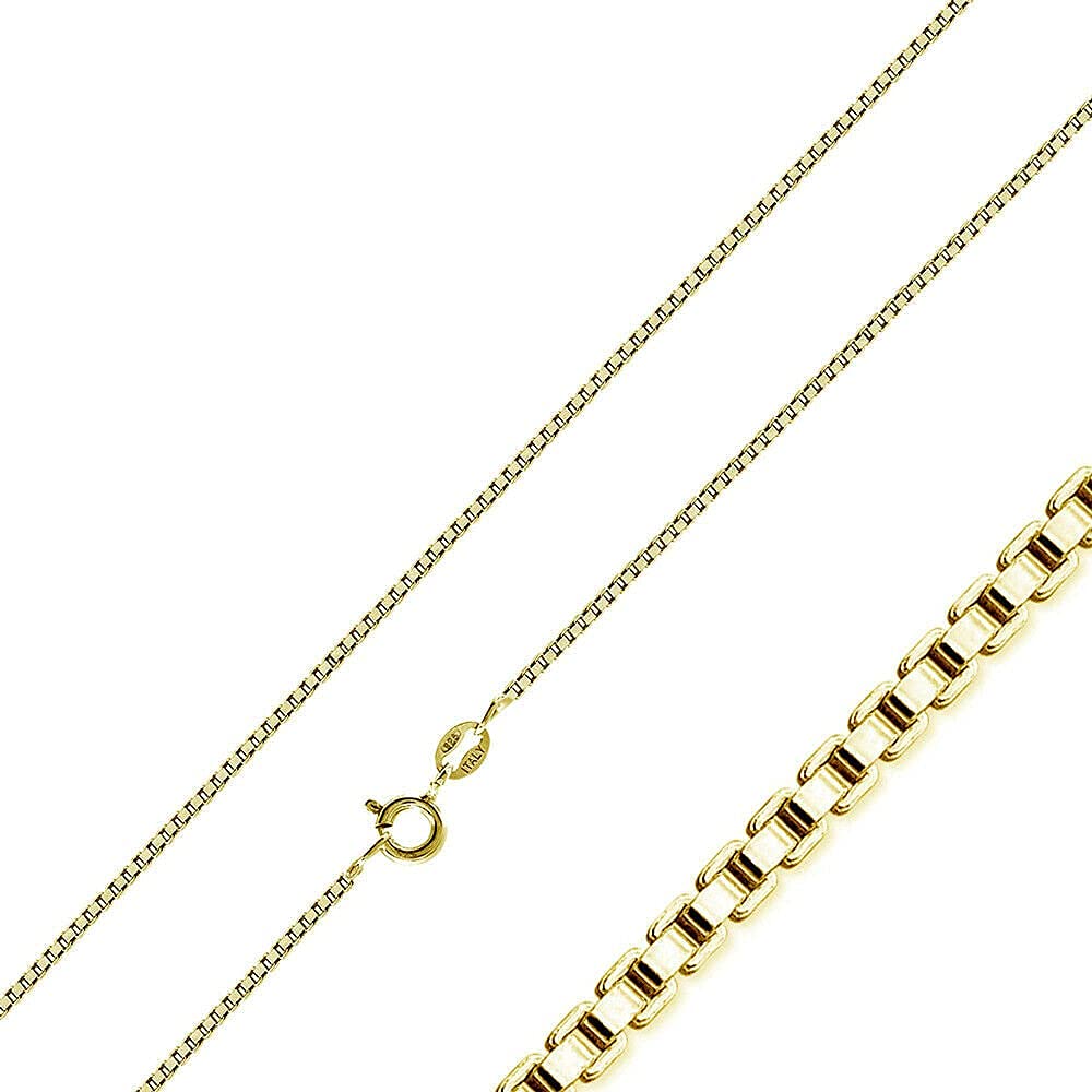 Sterling Silver 925 Gold Plated 0.8mm Italian Box Chain Necklace for Women - Dainty Layering Jewelry, Gift for Her, Everyday Wear & Special Occasions