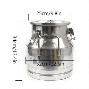 20L/5.3 Gallon Stainless Steel Milk Can with Lid - Commercial Grade Wine Fermentation Pail, Water Storage Jug, Heavy Duty Liquid Container for Kitchen, Rice, Cereal, Grains & Coffee Beans | Ideal for Home Brewing, Food Storage & Restaurant Use