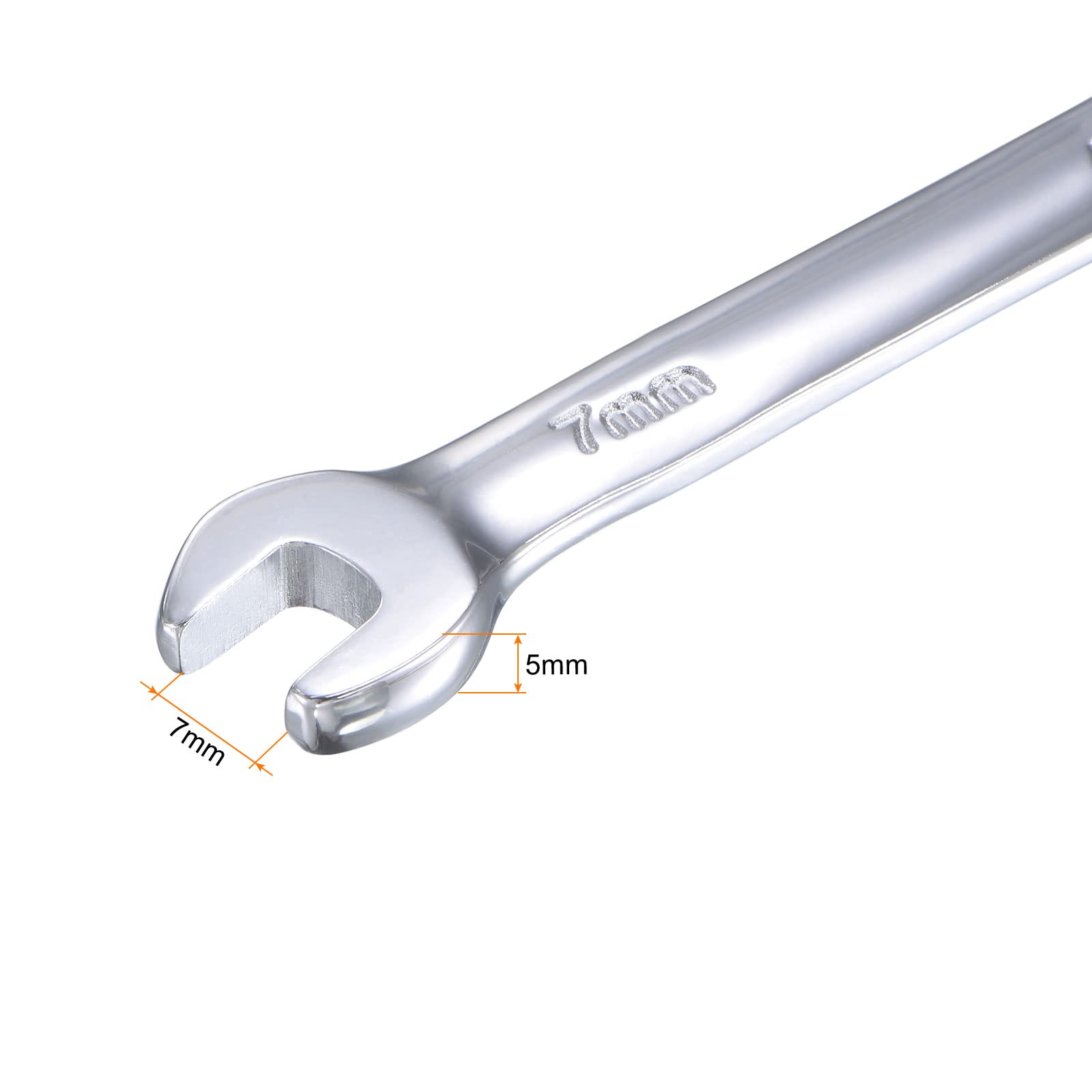 uxcell 7mm Stubby Ratcheting Combination Wrench - Metric 72 Teeth 12 Point Box End Tool, CR-V Steel - Perfect for Tight Spaces & Automotive Repair