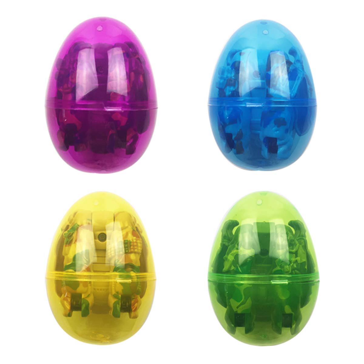 4 Pack Jumbo Soldier Deformation Easter Eggs with Surprise Toys Inside - Fun Easter Basket Stuffers for Kids, Boys & Girls - Perfect for Easter Egg Hunts, Party Favors & Holiday Gifts