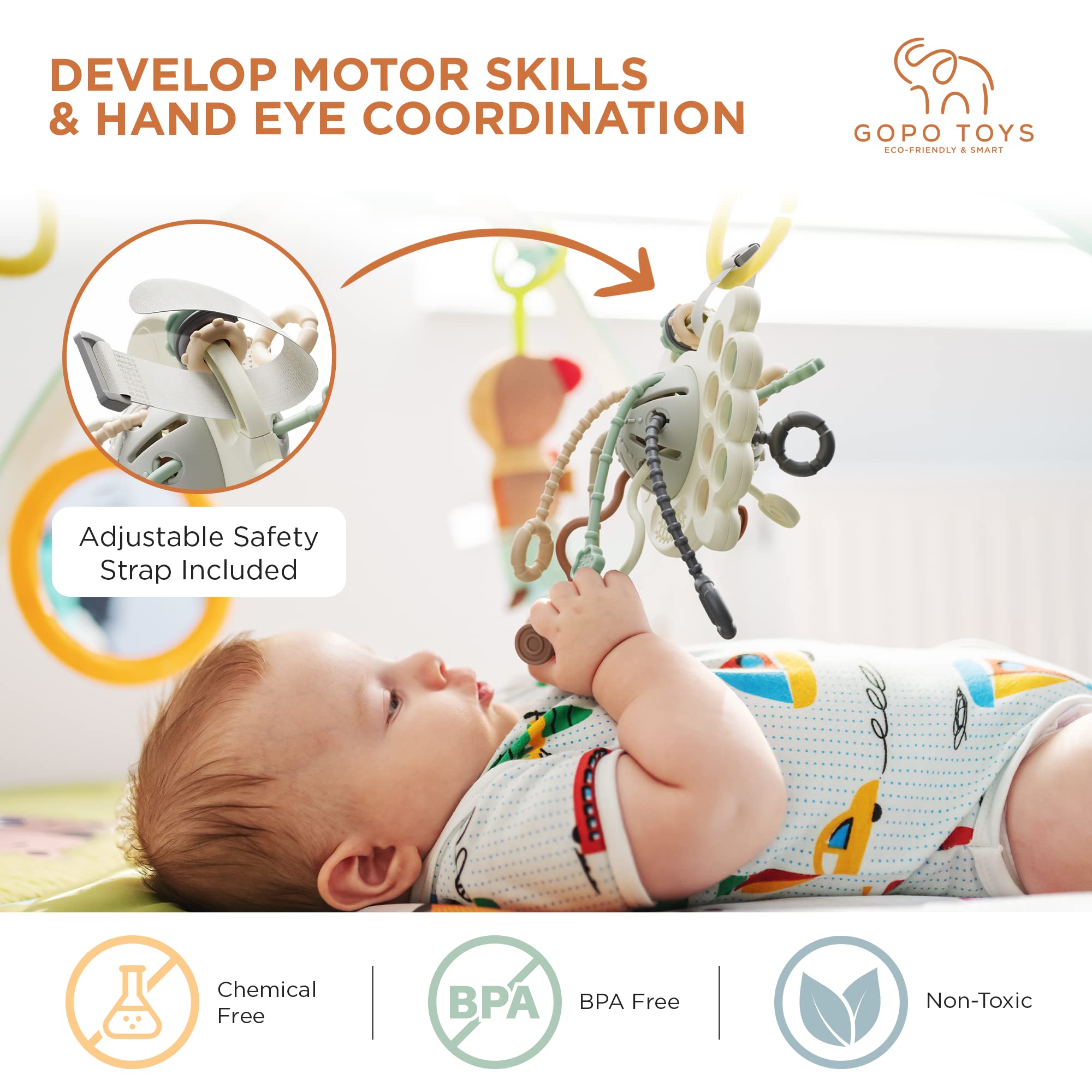 Montessori Sensory Toys for Toddlers 18+ Months - Silicone Pull String Activity Toy for Boys & Girls - Educational Learning Toys for Babies - Perfect Birthday Gift for Kids - Ideal for Early Childhood Development & Playtime Fun